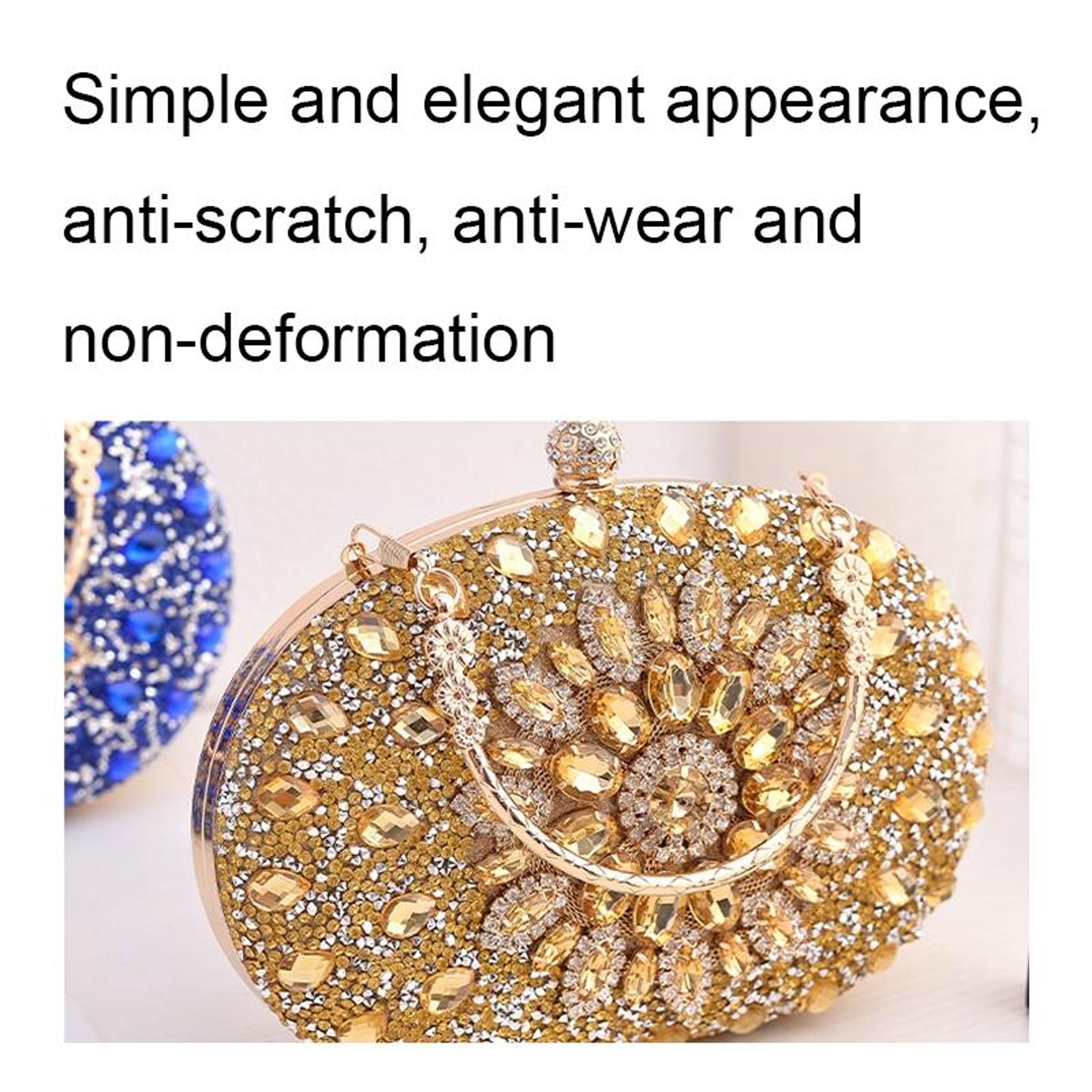 Gold Oval Sunflower Diamond Evening Clutch Bag for Parties – view 5