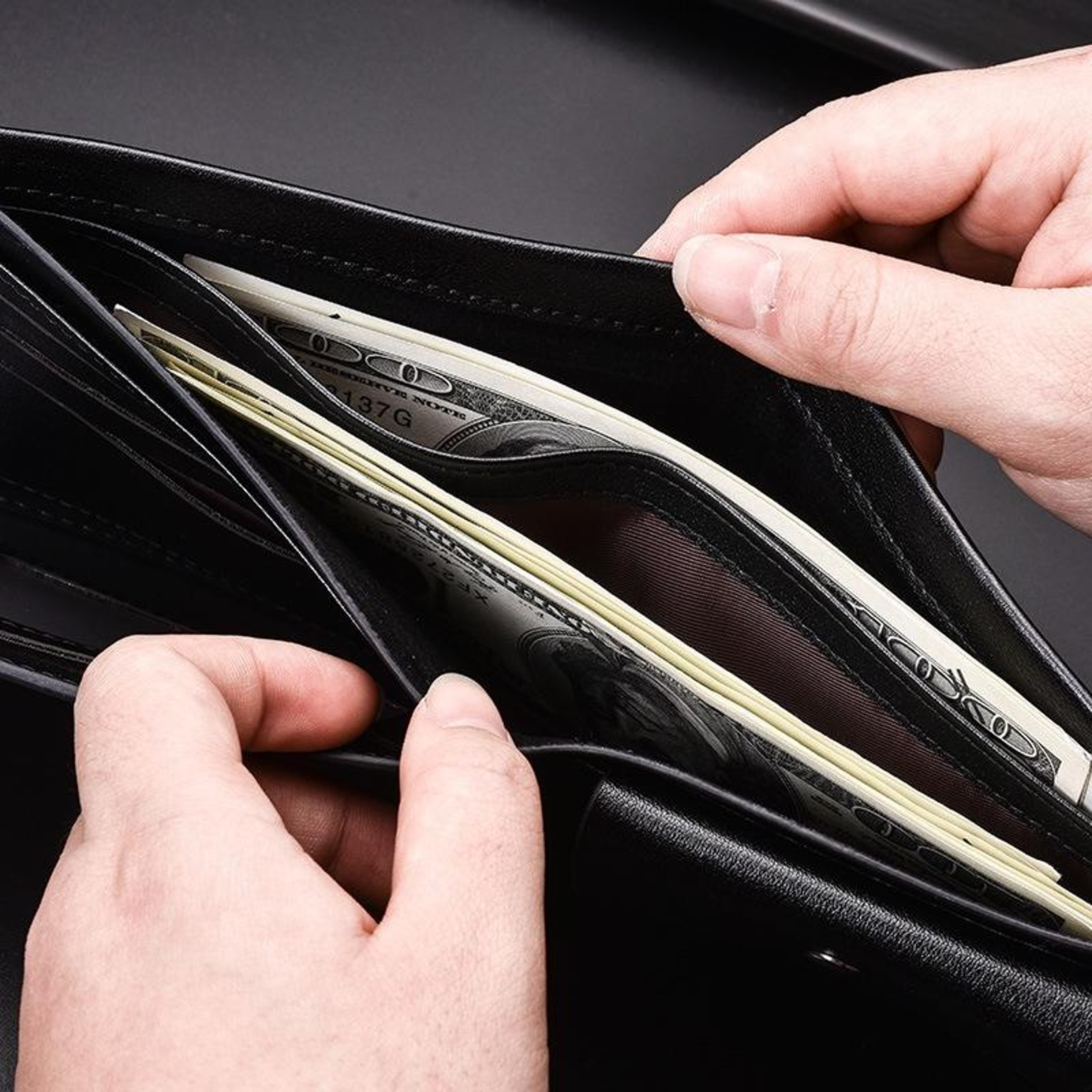 Mens PU Leather Wallet with Multiple Card Slots and Folding Design – view 7