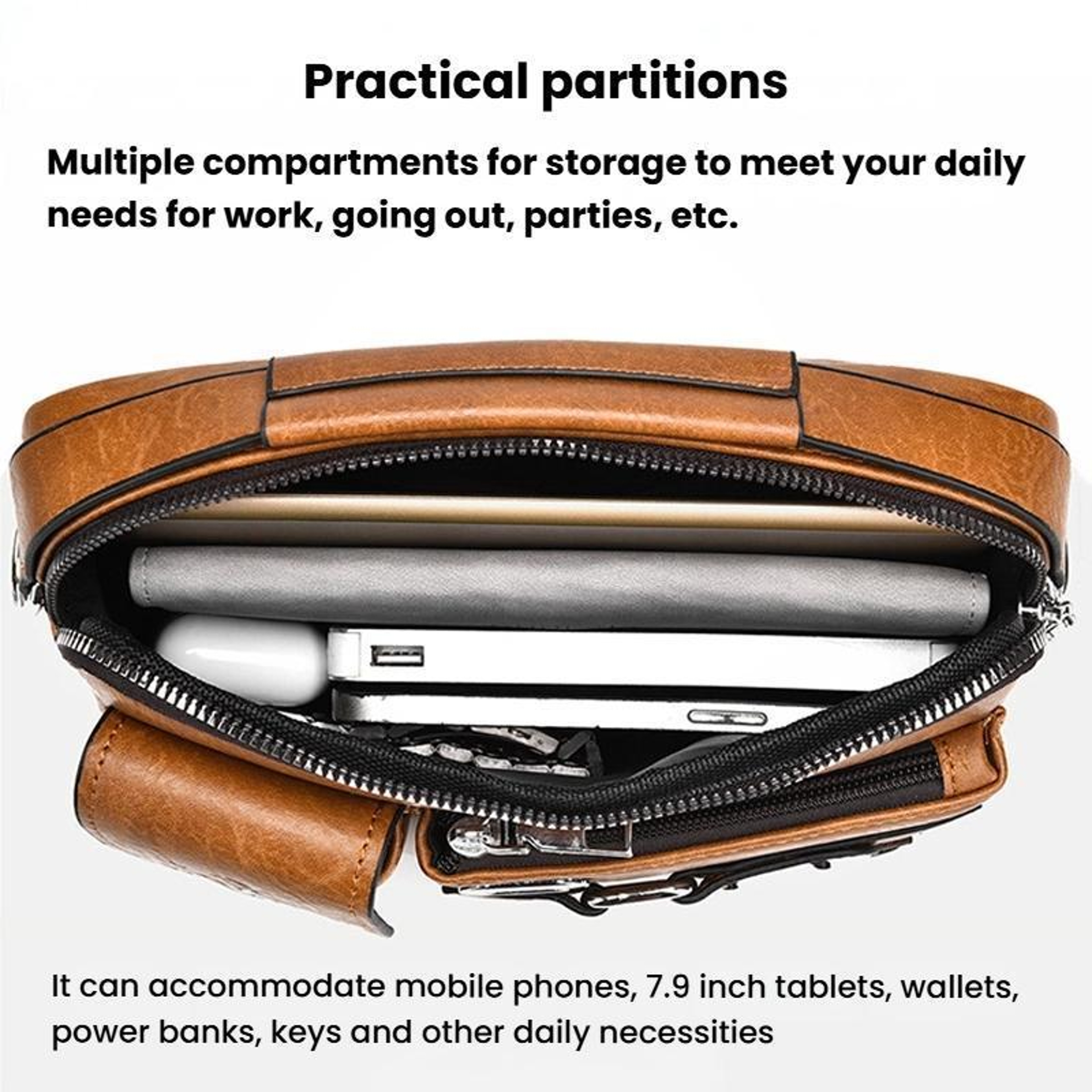 Mens Crossbody Shoulder Bag with Adjustable Strap and Multiple Compartments – view 6
