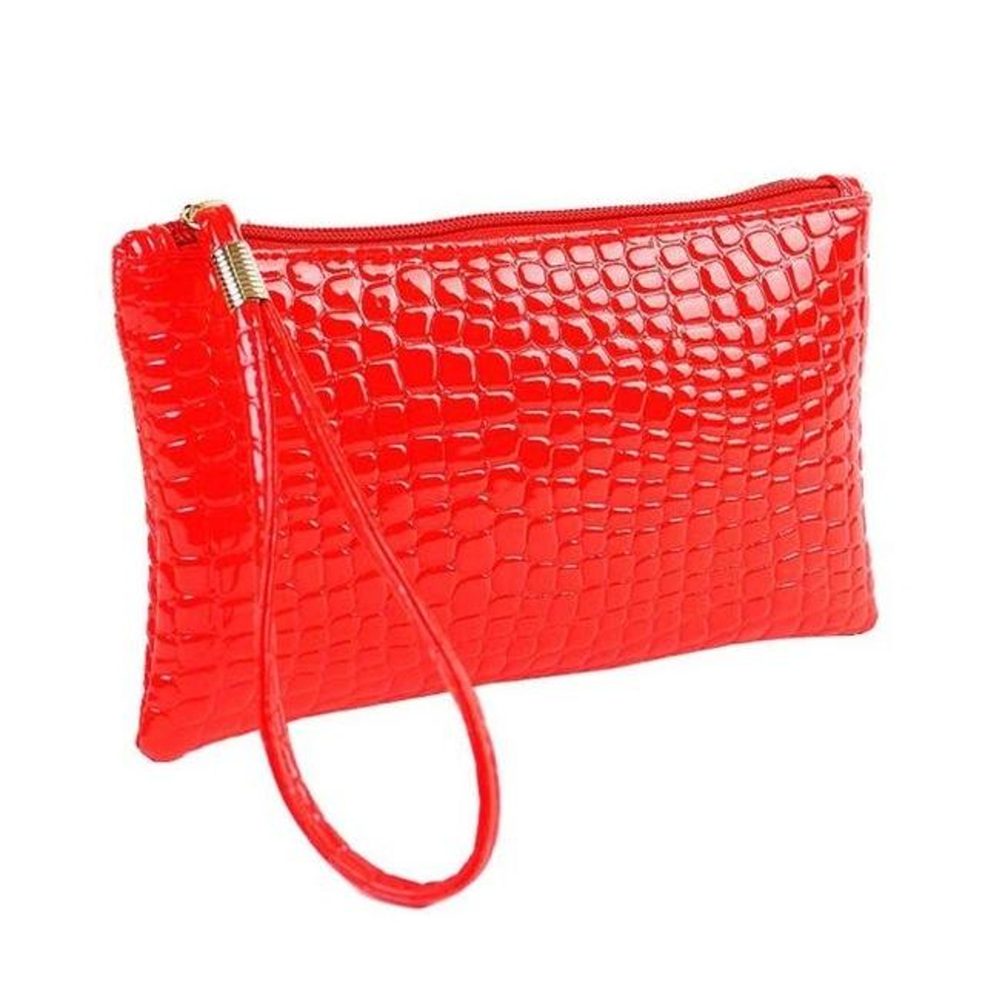 Womens Crocodile Pattern Clutch Wallet in Red – view 8