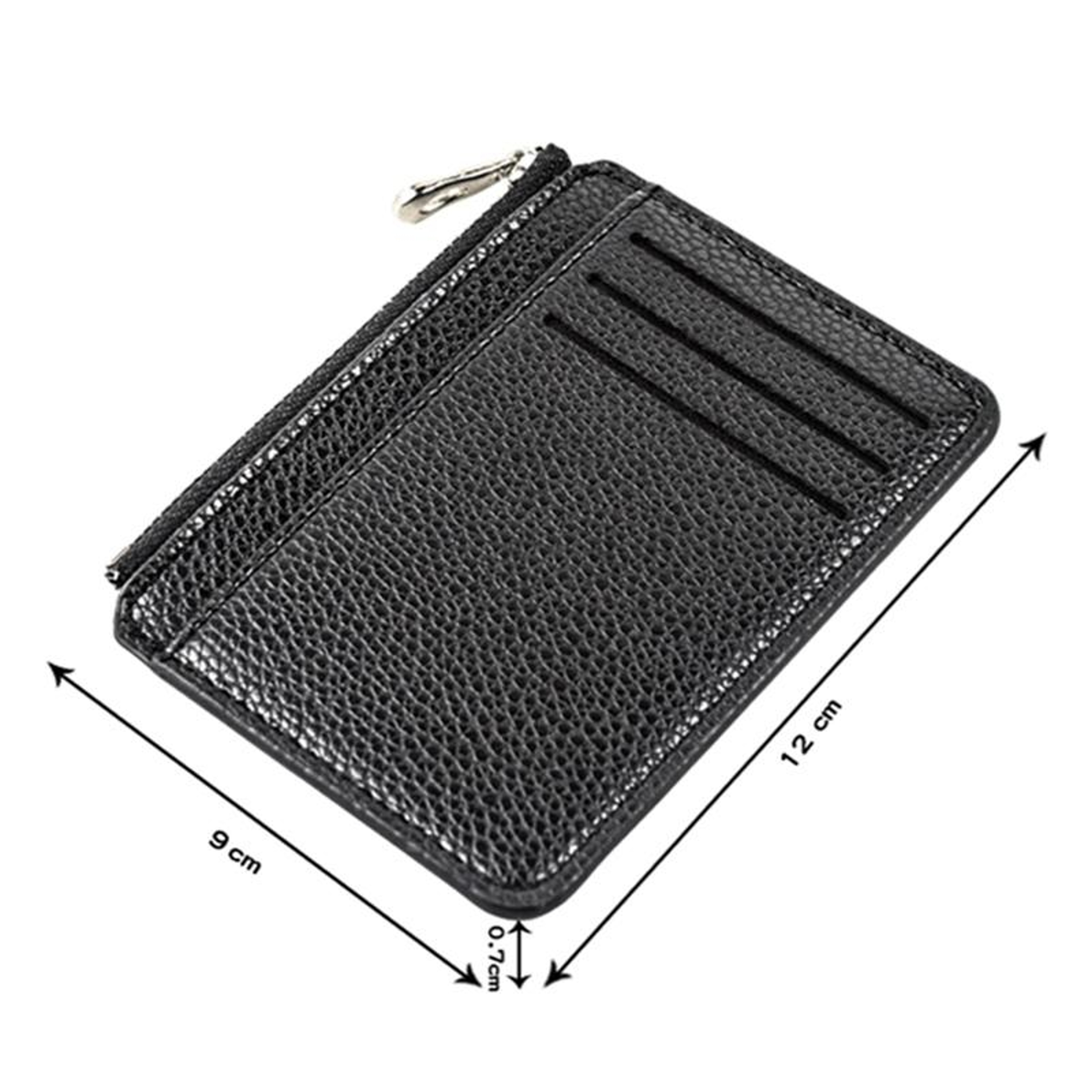 Multi Card Slot Zipper Coin Purse in Coffee Brown PU Leather – view 3