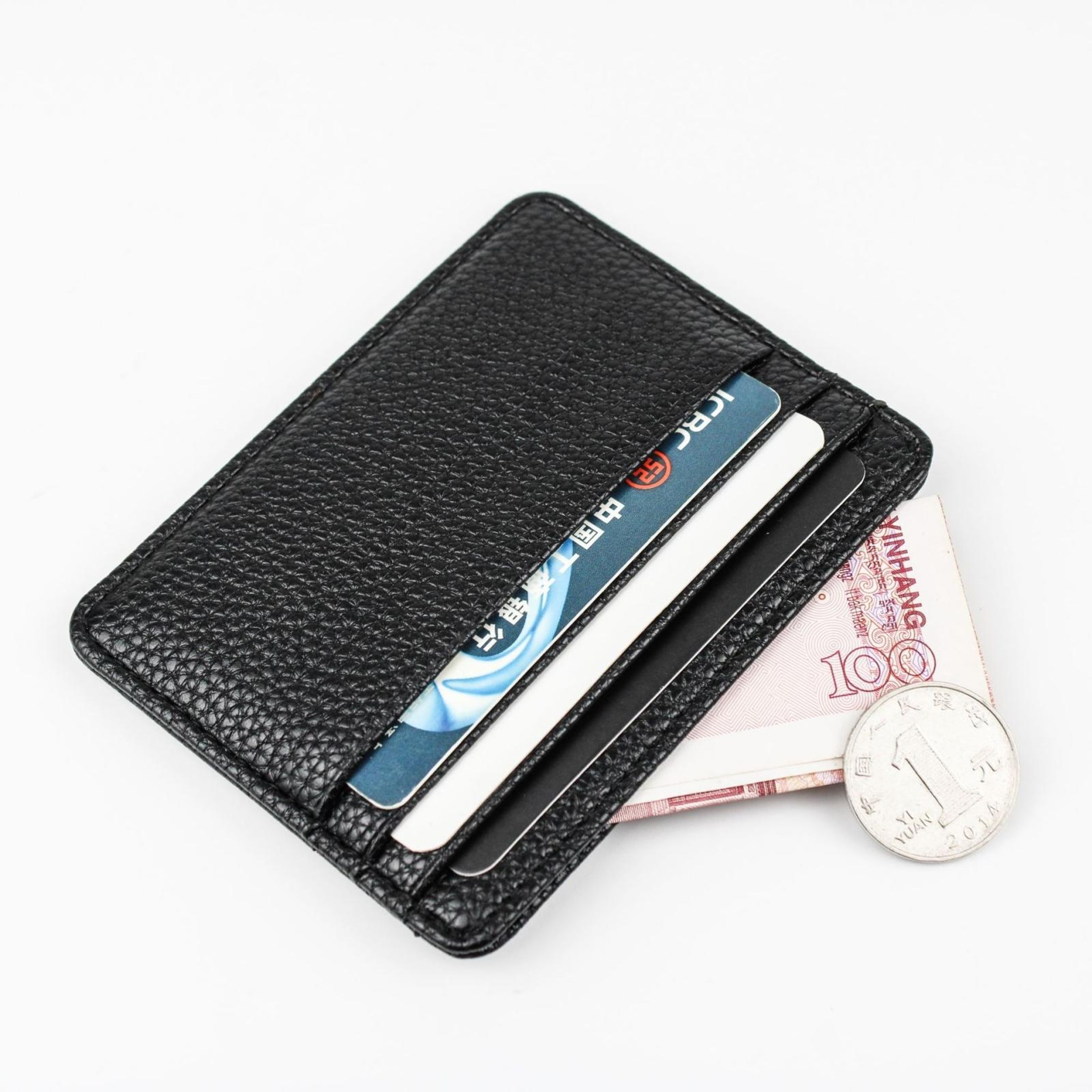 Mini PU Leather Card Holder with Multiple Card Slots and Lychee Texture Beige – view 7