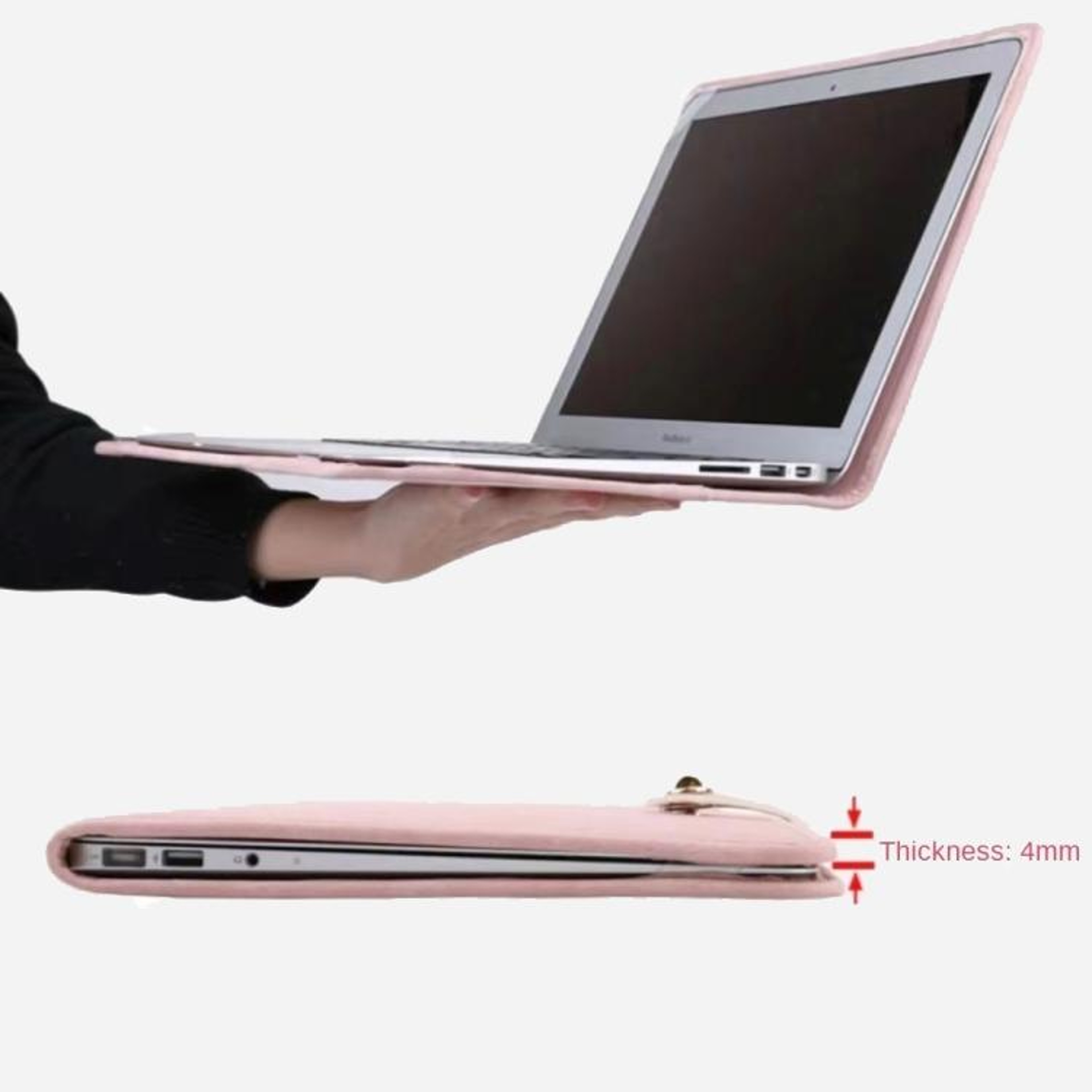 Pink PU Laptop Bag with Handle and Ventilated Base – view 6