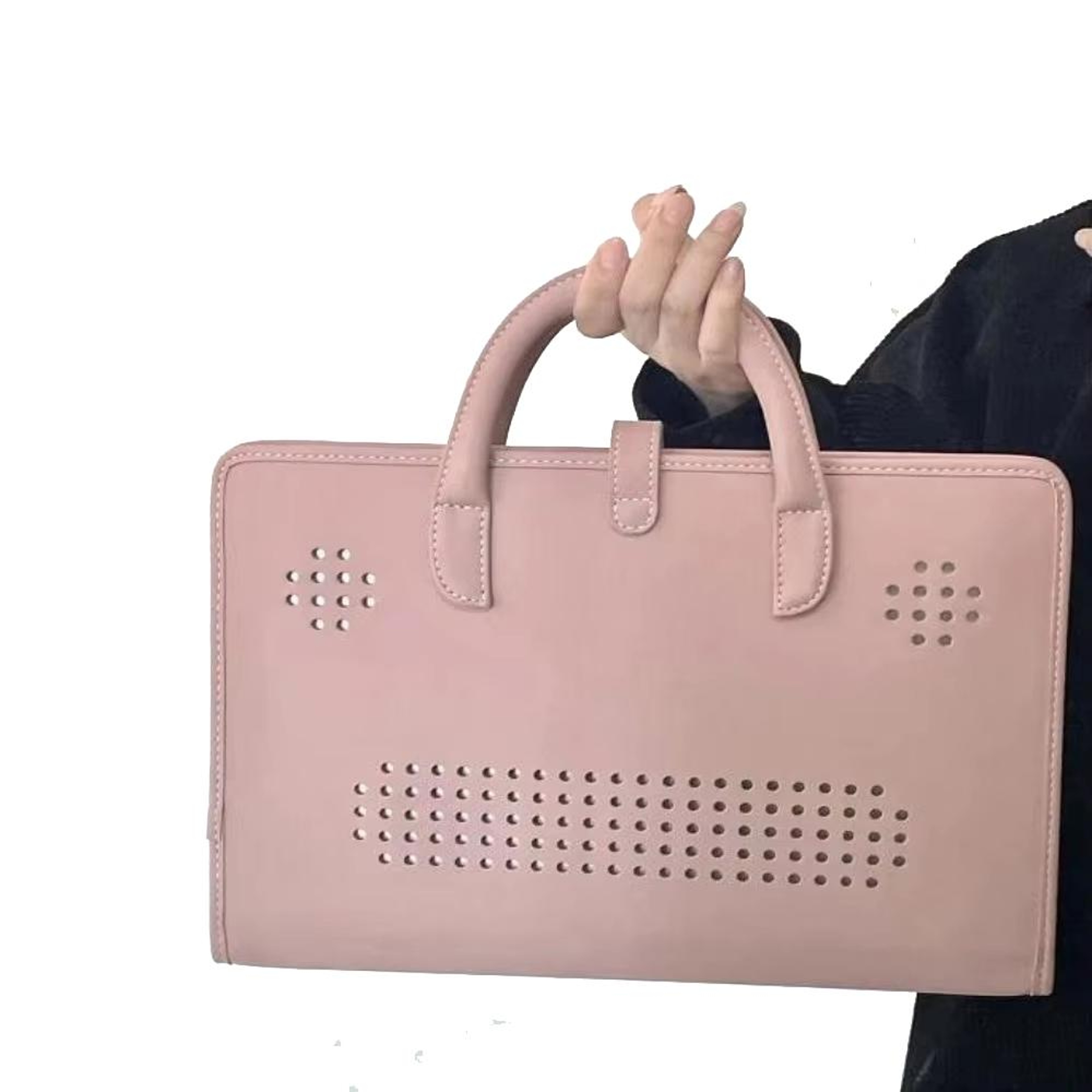 Pink PU Laptop Bag with Handle and Ventilated Base – view 7