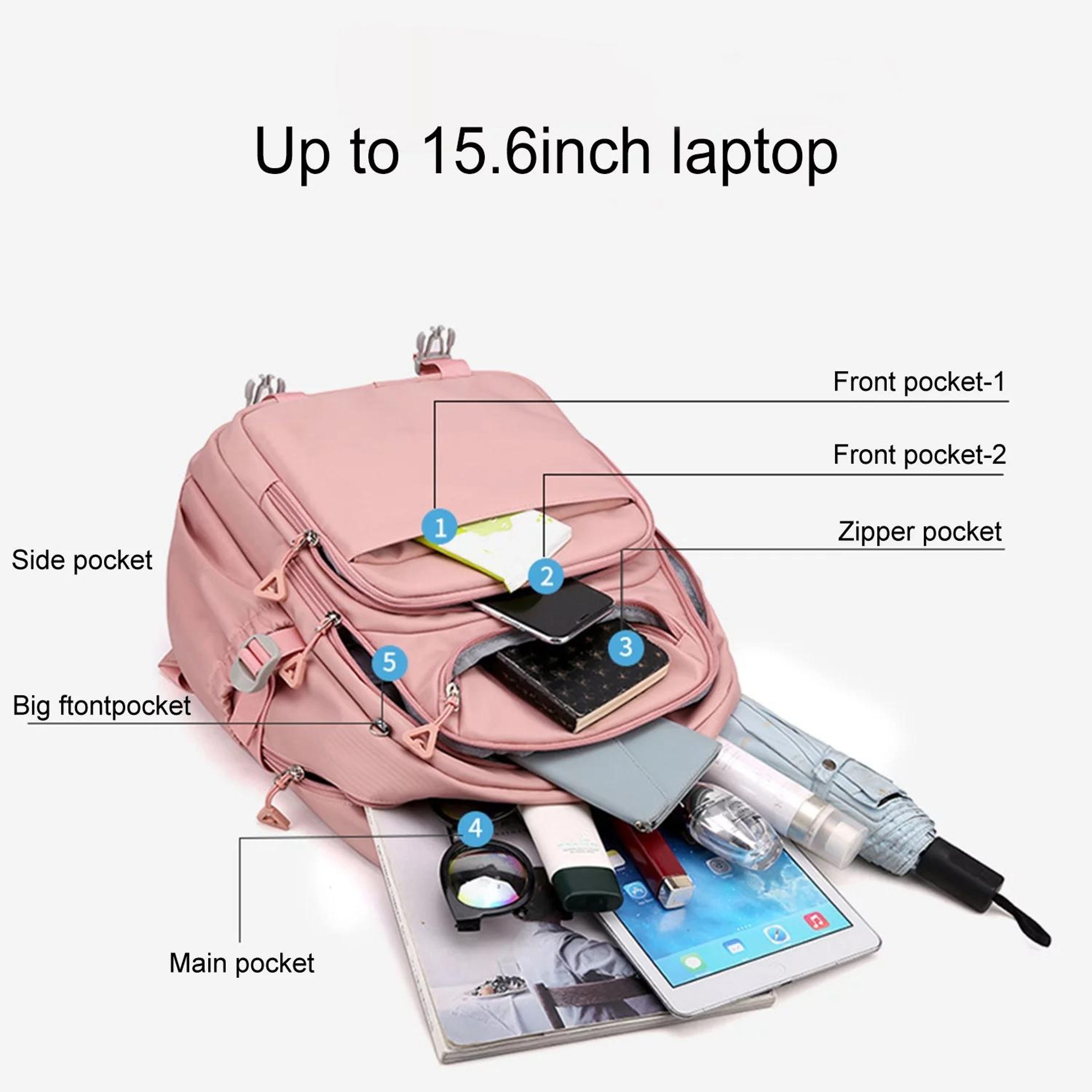 Lightweight School Backpack for Girls with Multiple Pockets and Luggage Strap – view 5