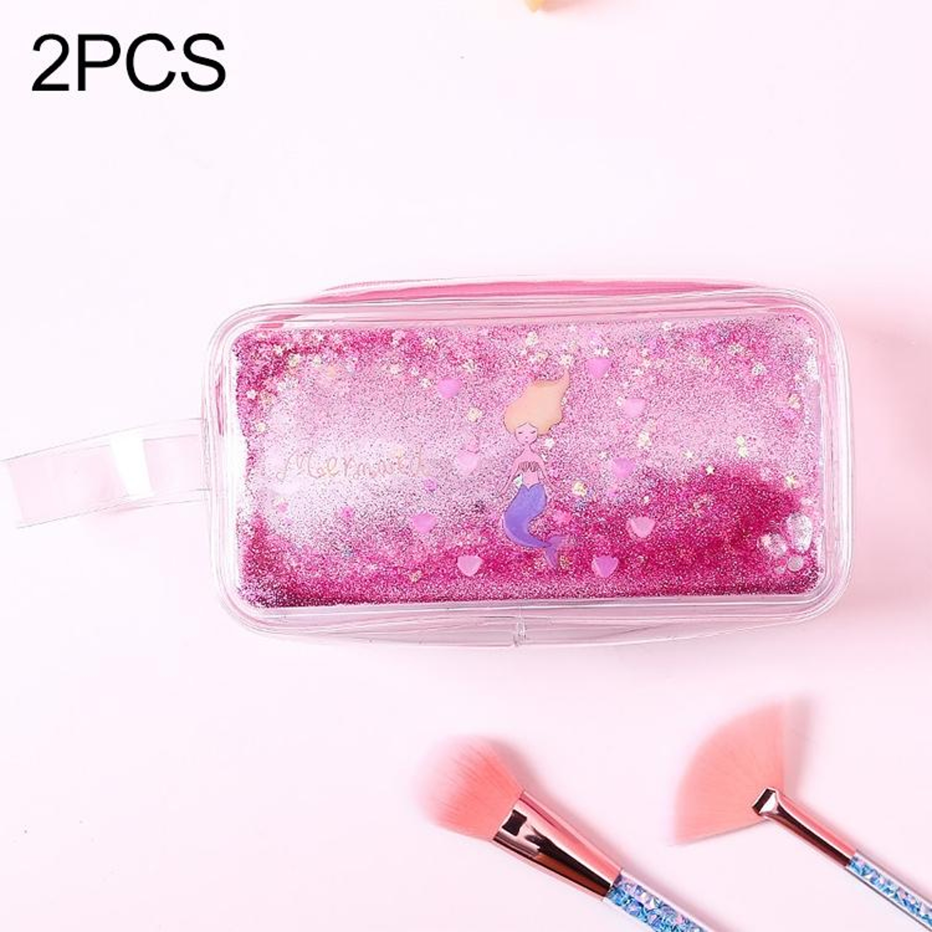 Transparent PVC Mermaid Pencil Case with Quicksand Design – view 9