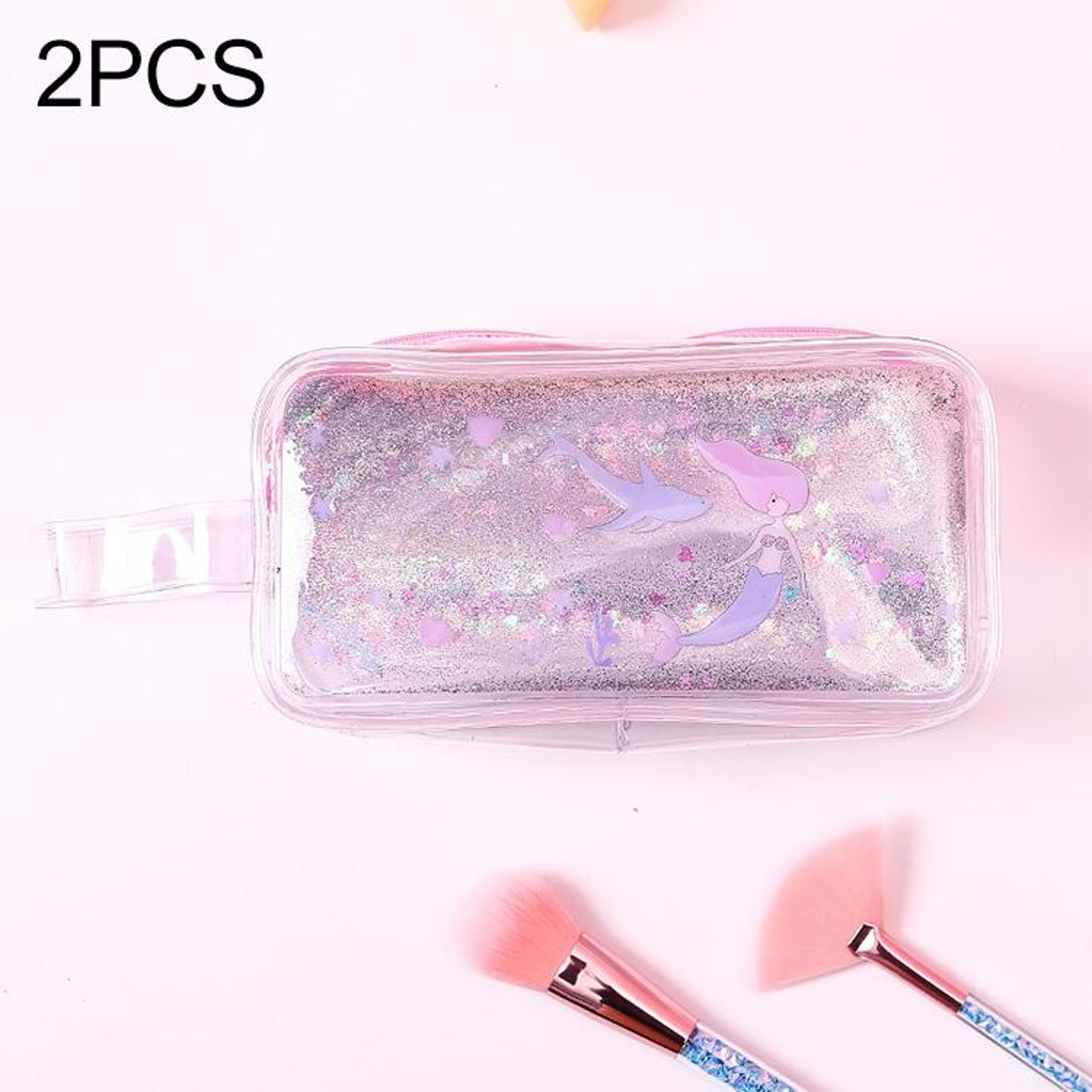Transparent PVC Mermaid Pencil Case with Quicksand Design – view 10