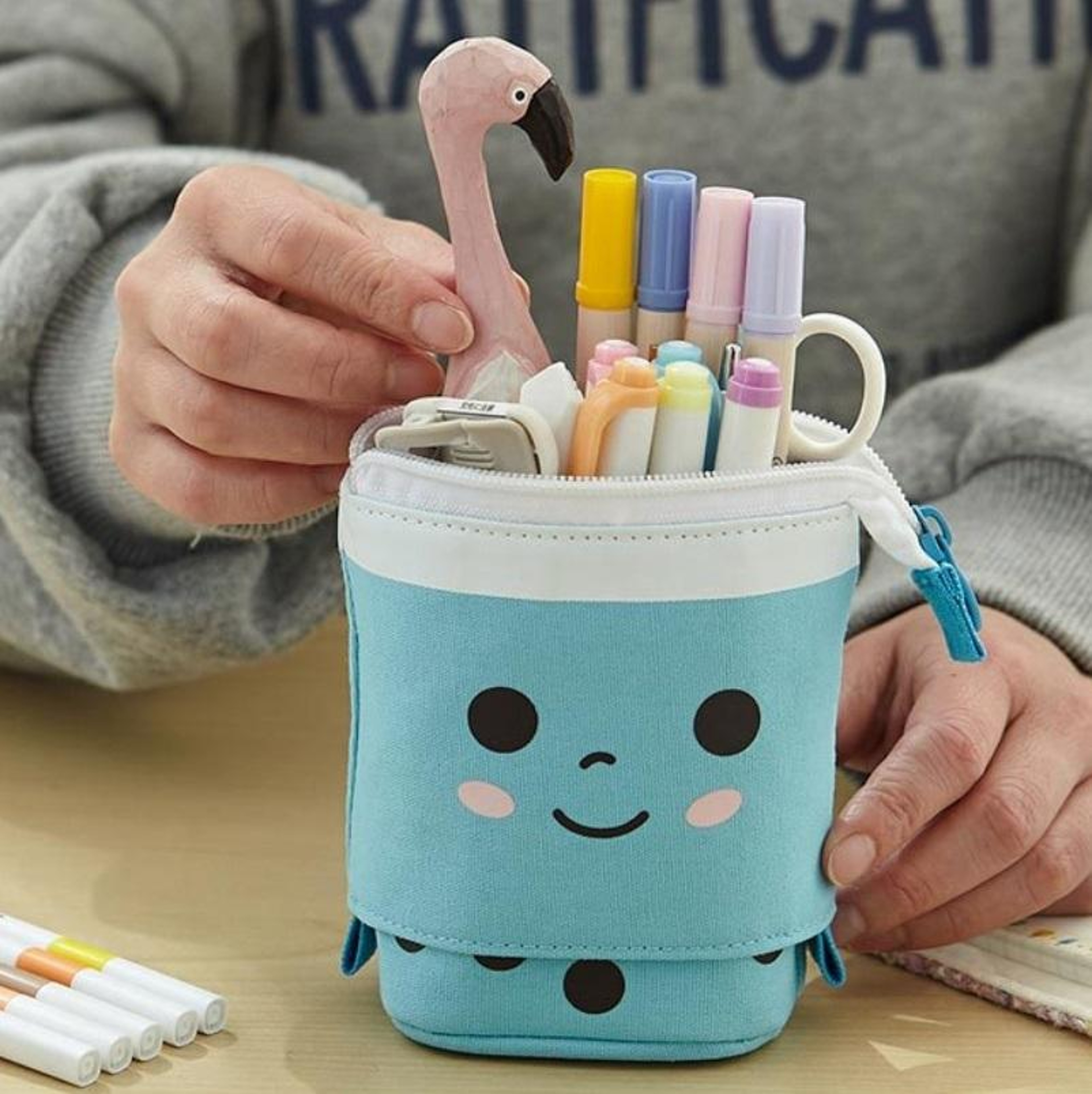 Cute Heart Pen Holder Pencil Case With Multi Layer Storage Pockets 9