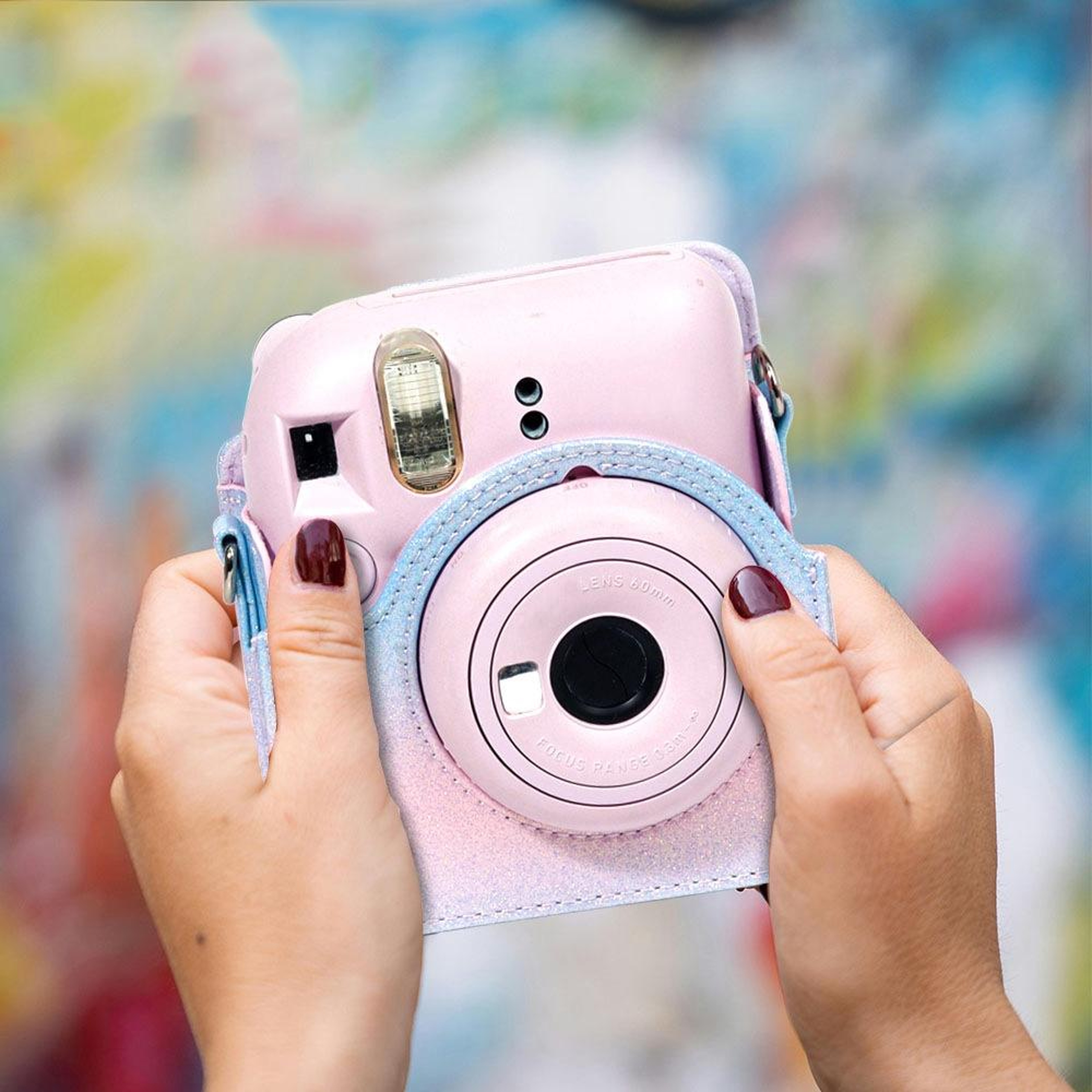 Colorful Starry Sky Camera Bag for Fujifilm Instax Mini 12 in Blue and Pink – view 6