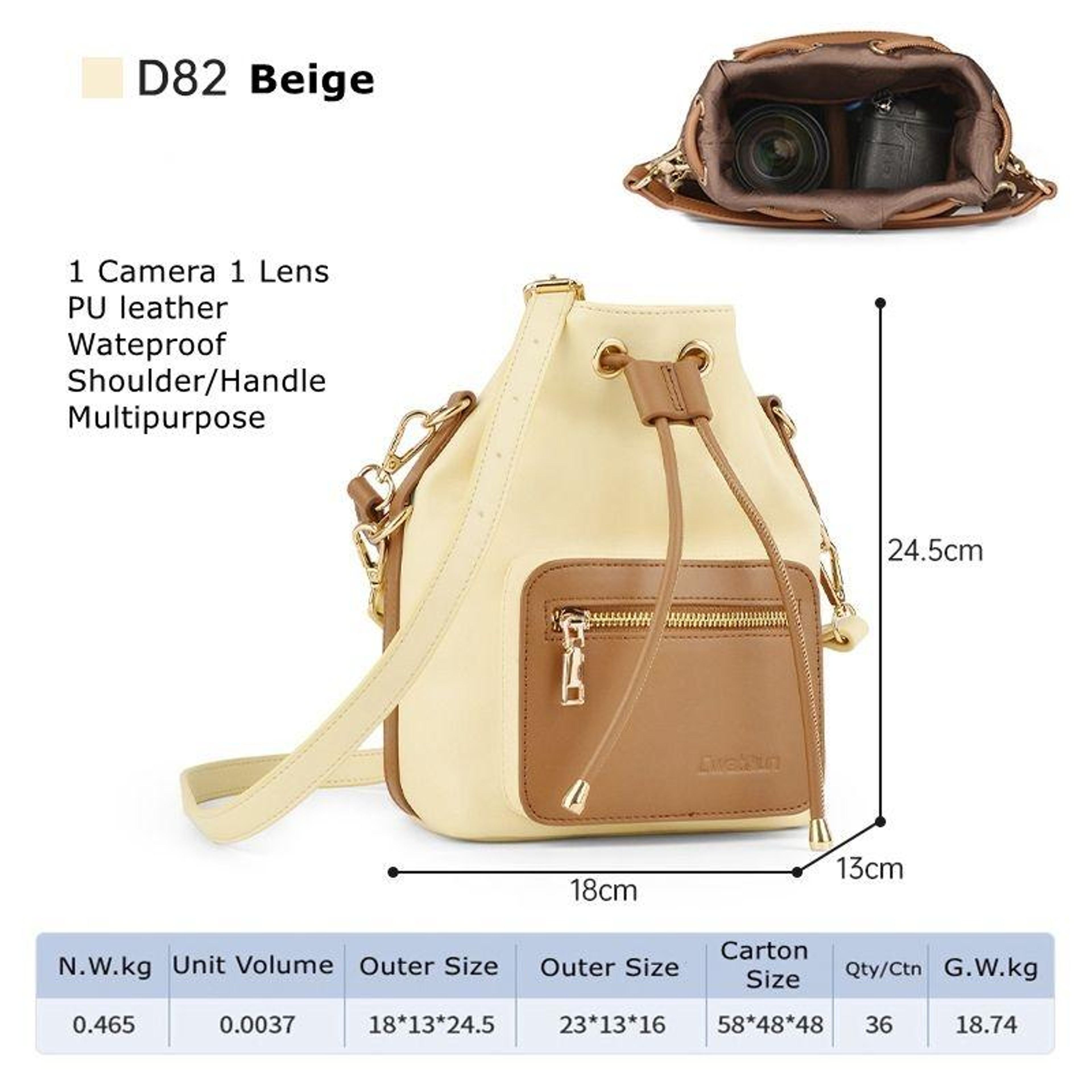 Compact Crossbody Camera Bag with Adjustable Straps and PU Leather Finish – view 2