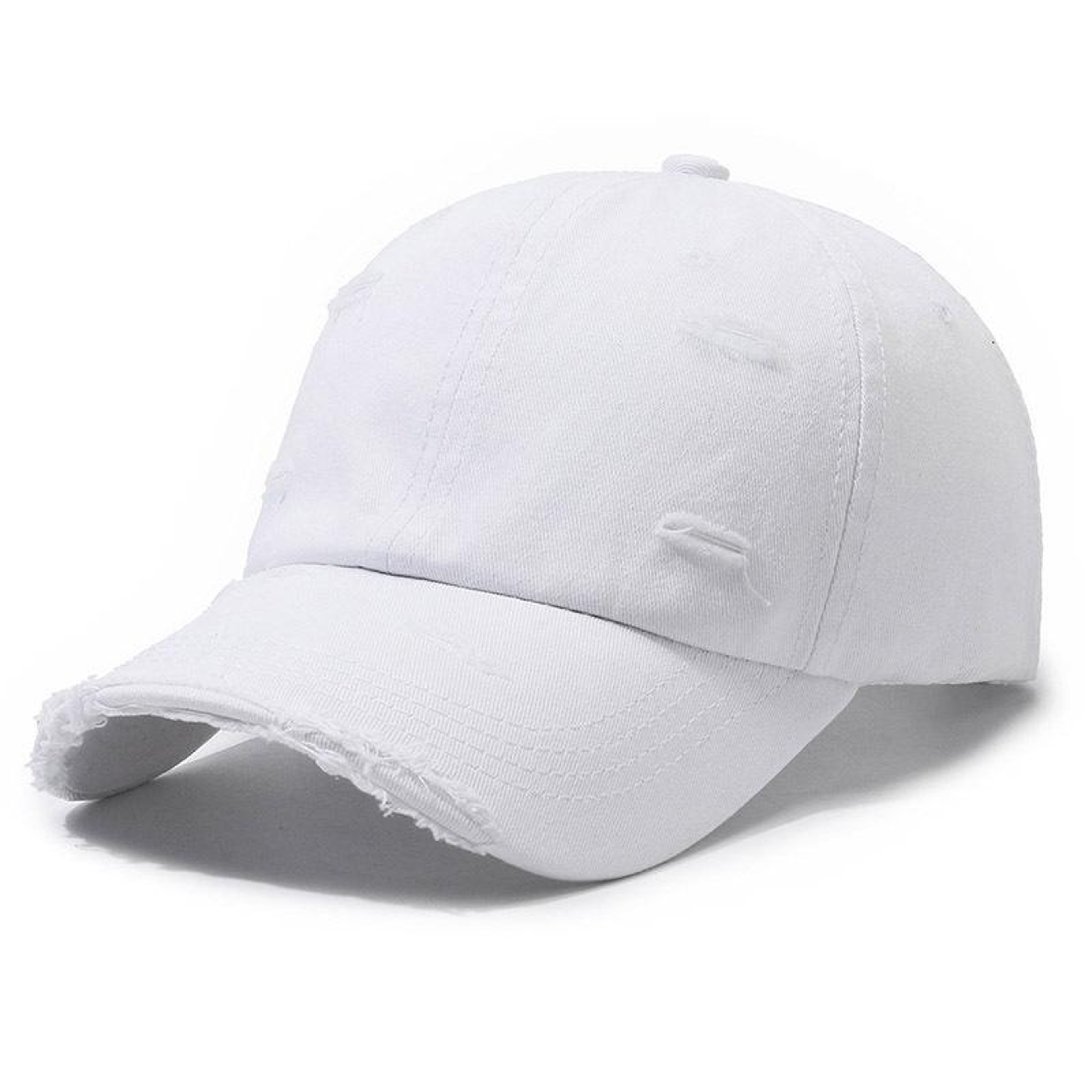 Ripped Baseball Cap for Men and Women Adjustable White Distressed Sun Hat – view 1