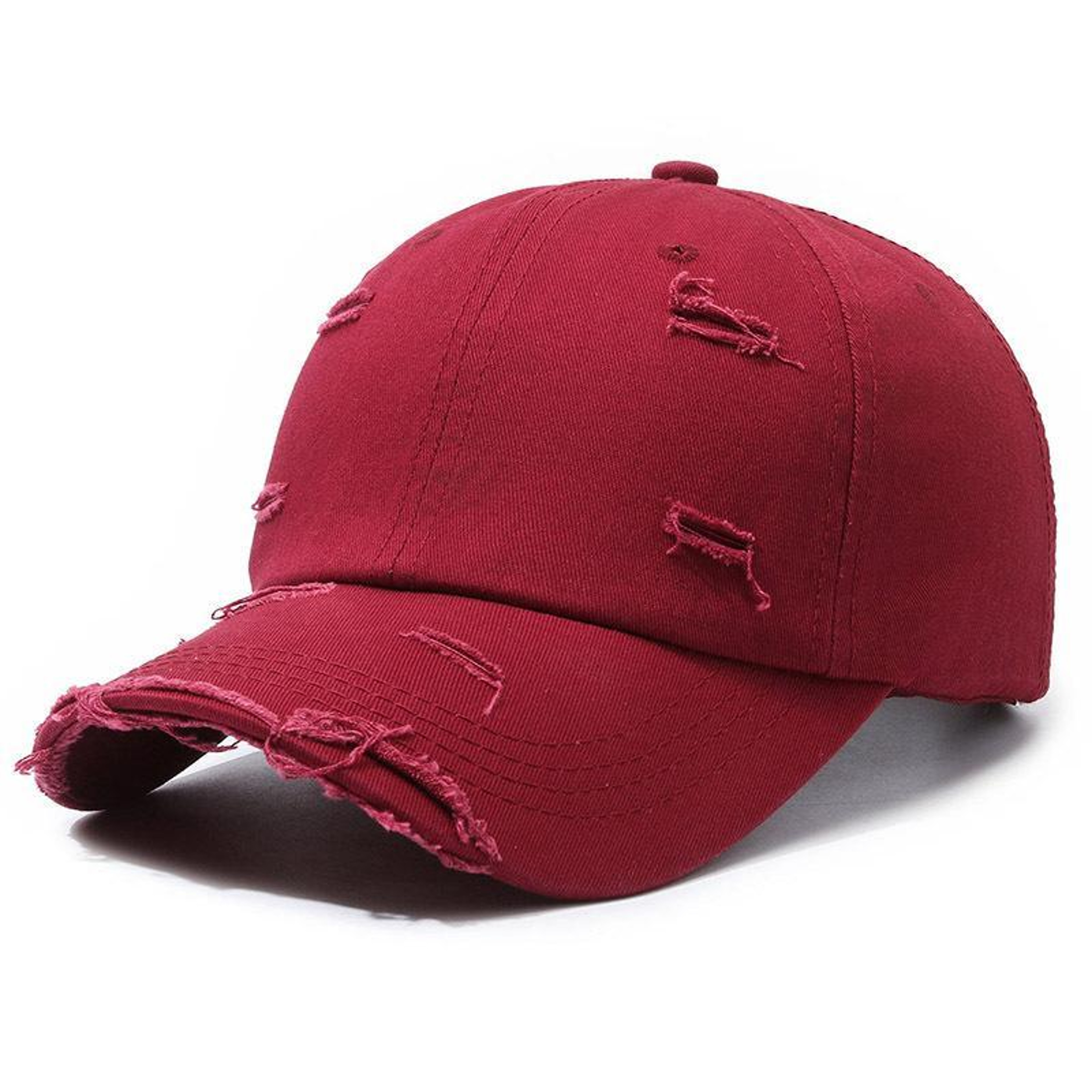 Ripped Baseball Cap for Men and Women Adjustable White Distressed Sun Hat – view 11