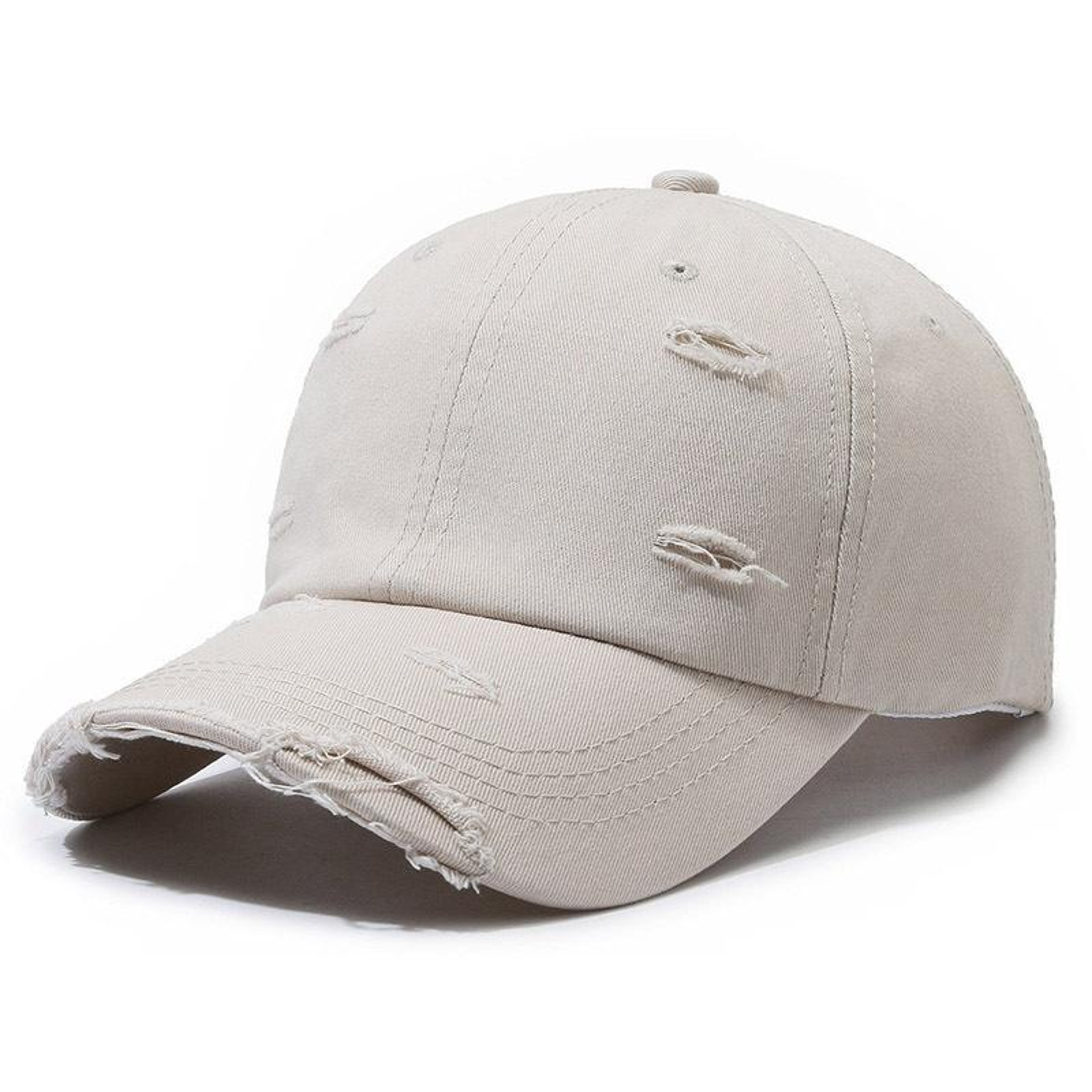 Ripped Baseball Cap for Men and Women Adjustable White Distressed Sun Hat – view 14