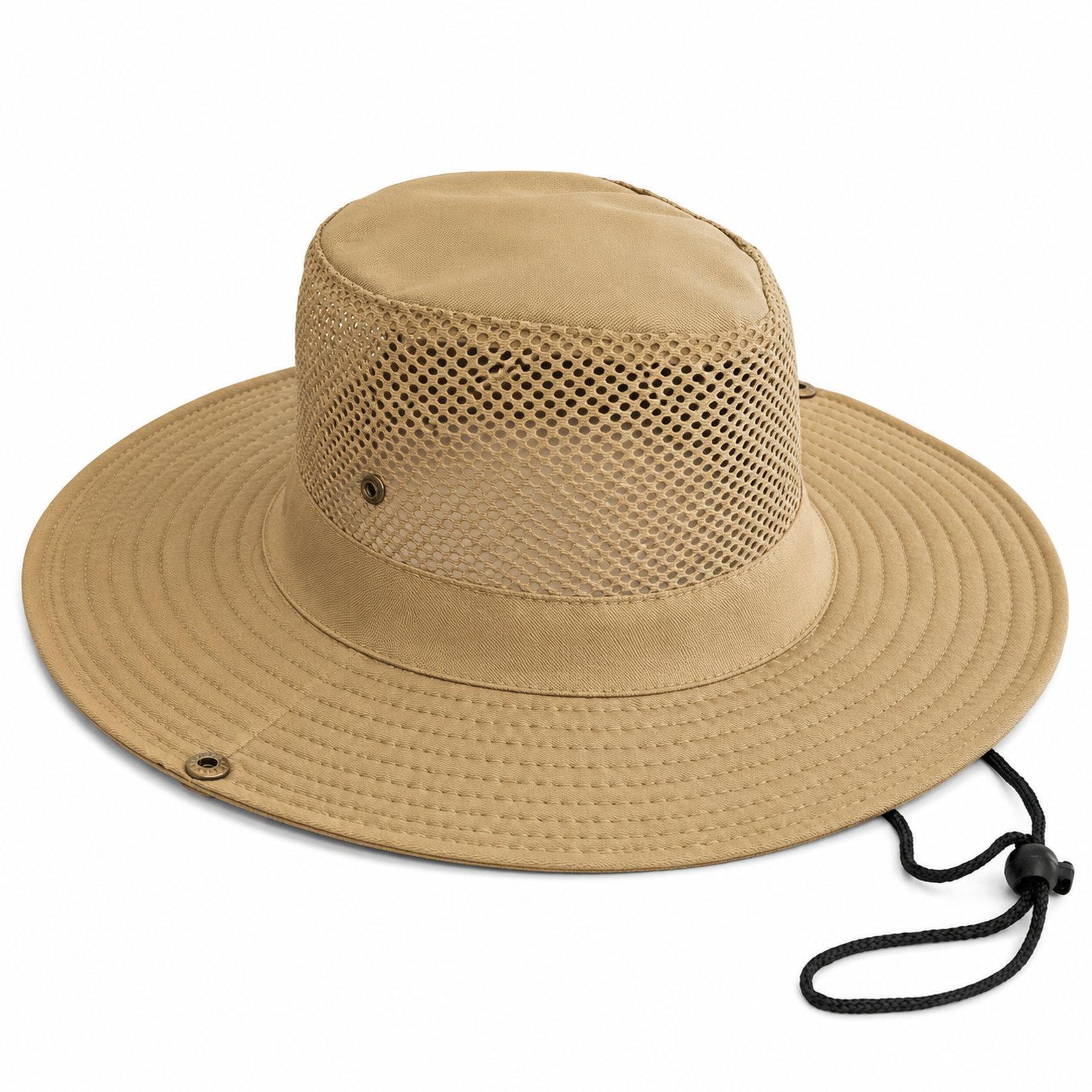 Mens Mesh Safari Sun Hat with Wide Brim and Adjustable Chin Strap – view 10