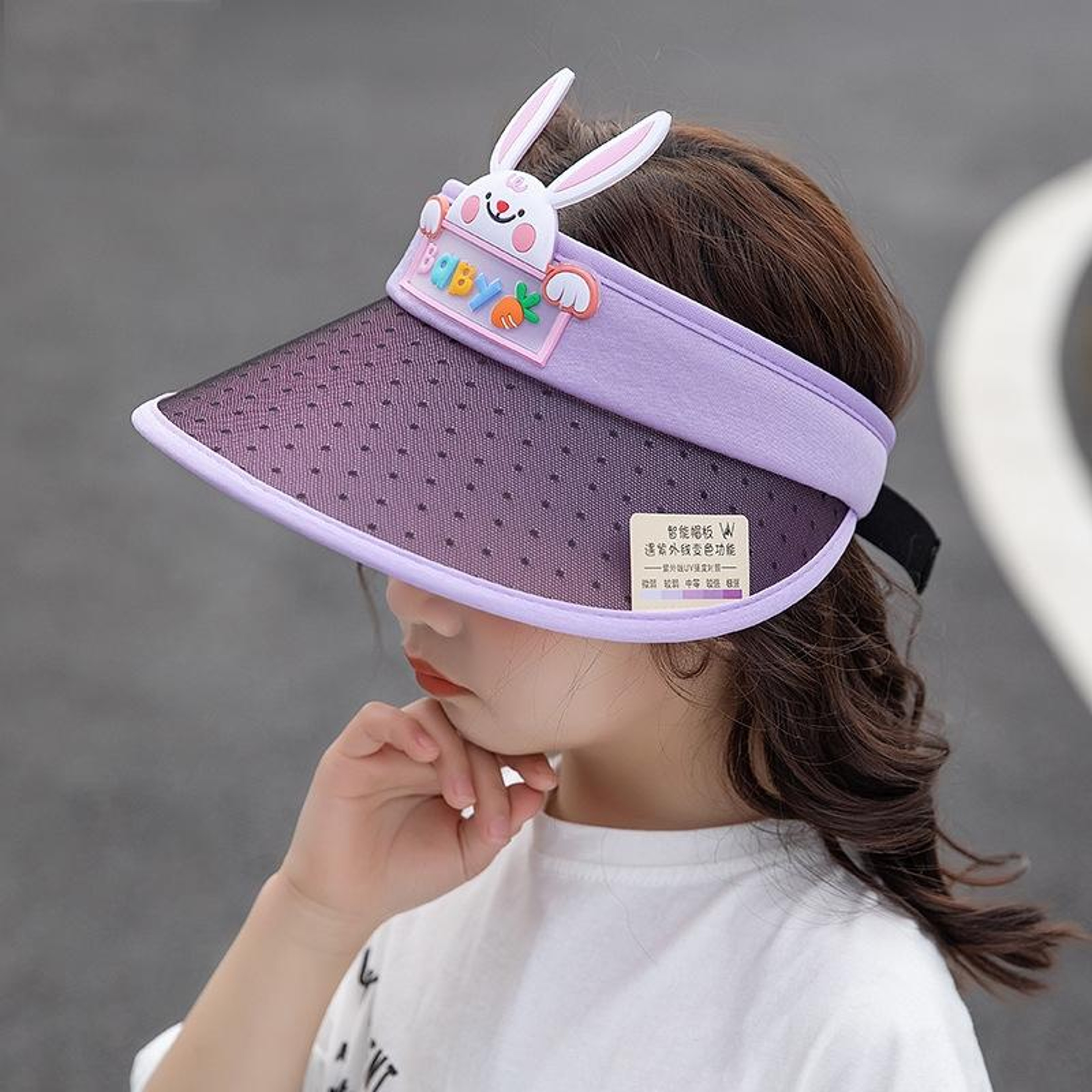 Kids Color Changing Sun Hat with Wide Brim and Breathable Open Top Design – view 5