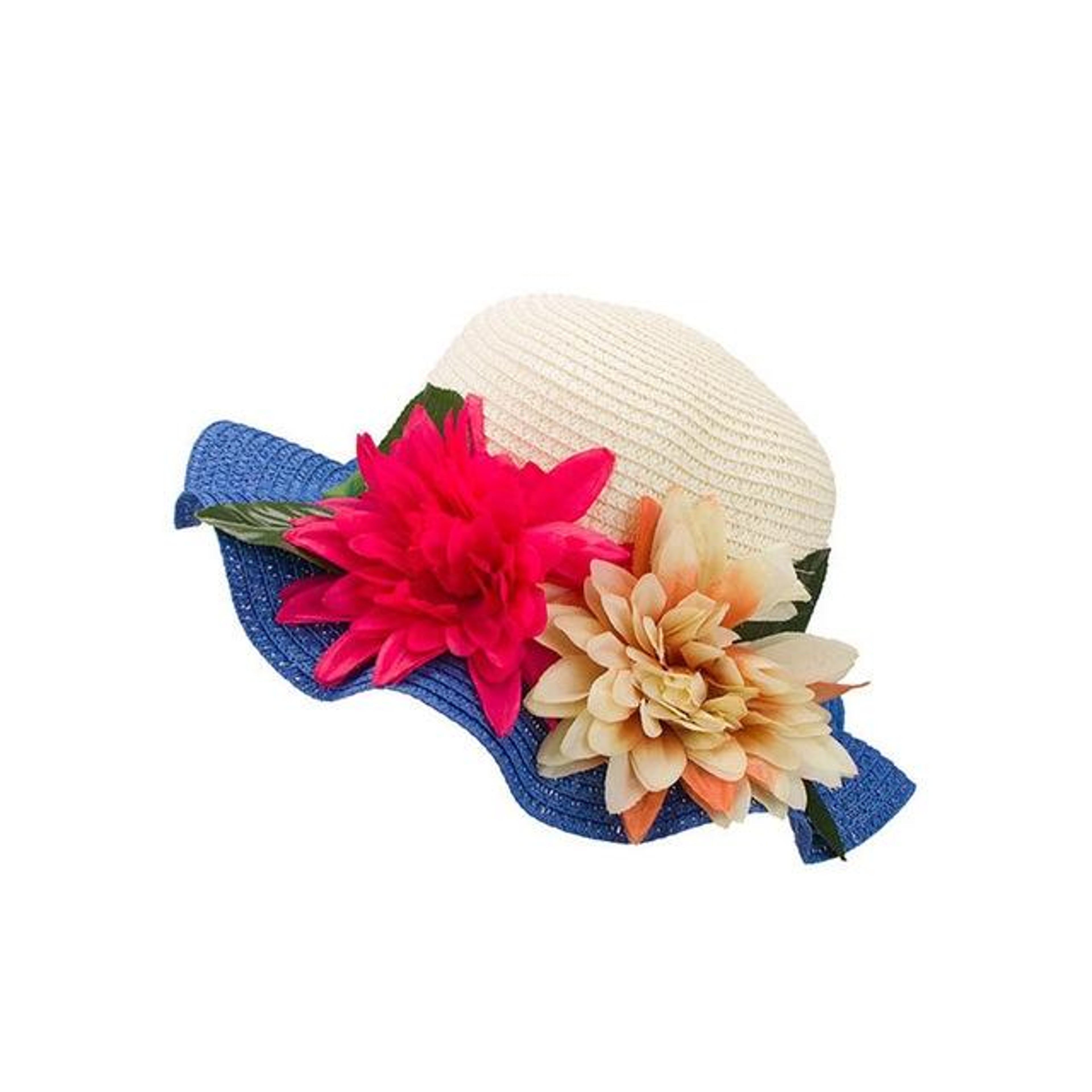 Womens Straw Sun Hat with Large Brim and Flower Detail – view 7