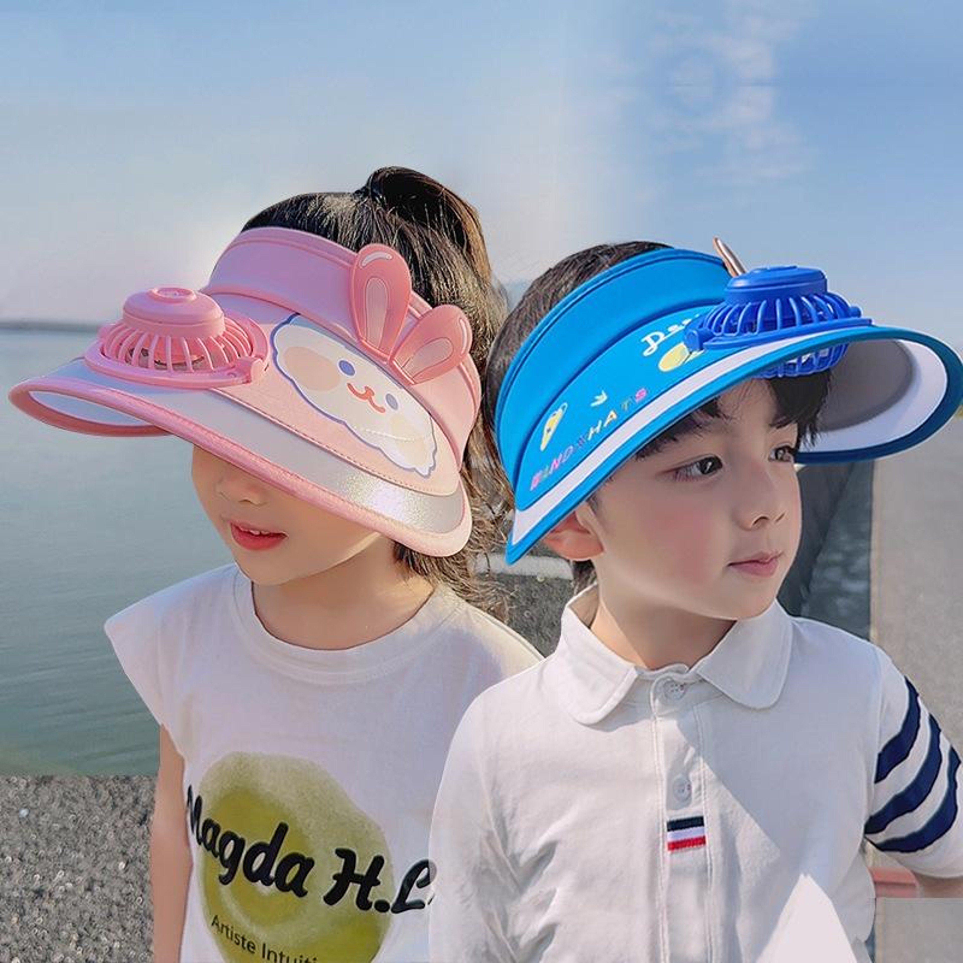 Kids Sun Hat with Adjustable Mini Fan and Wide Brim for Sun Protection – view 3