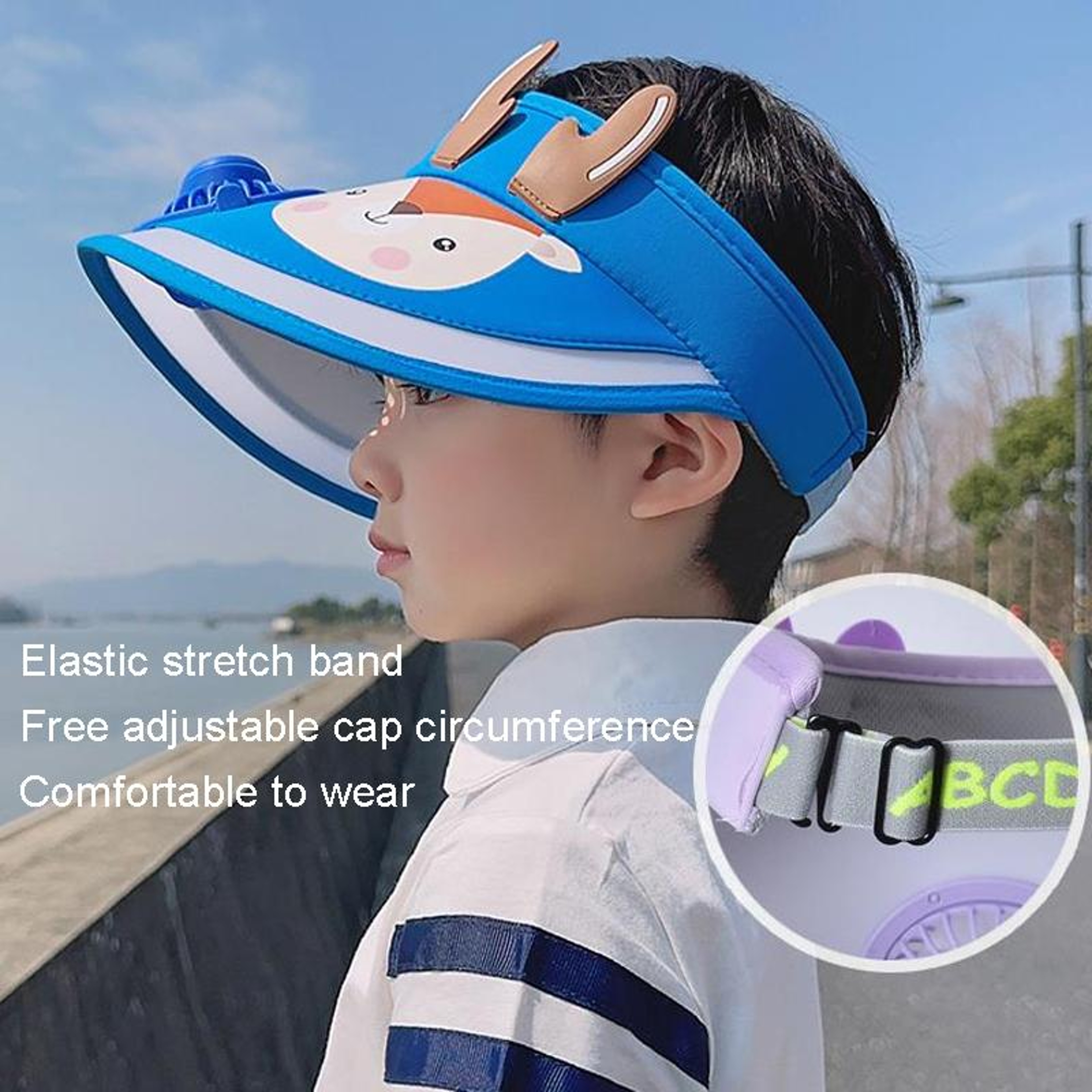Kids Sun Hat with Adjustable Mini Fan and Wide Brim for Sun Protection – view 10