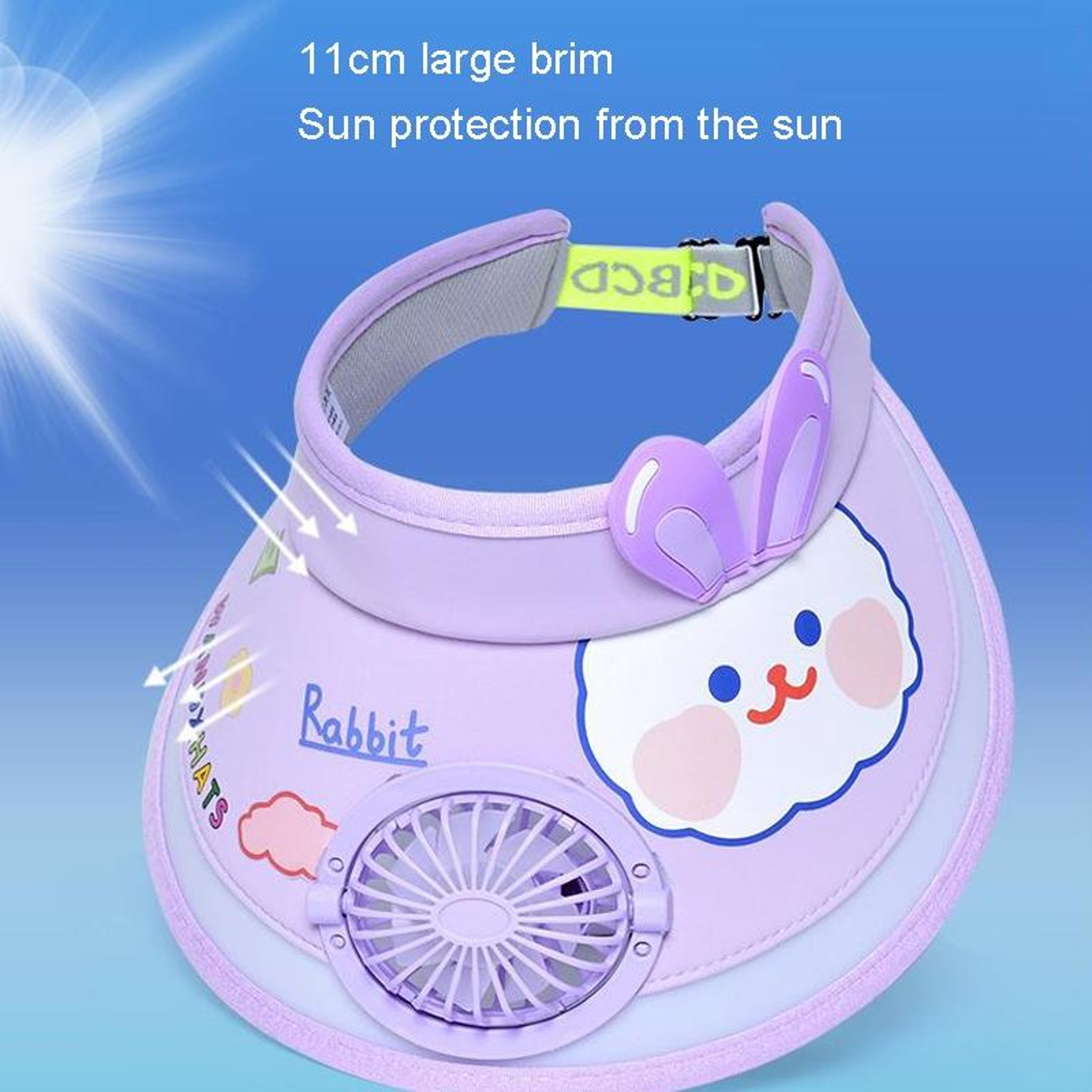 Kids Sun Hat with Adjustable Mini Fan and Wide Brim for Sun Protection – view 7