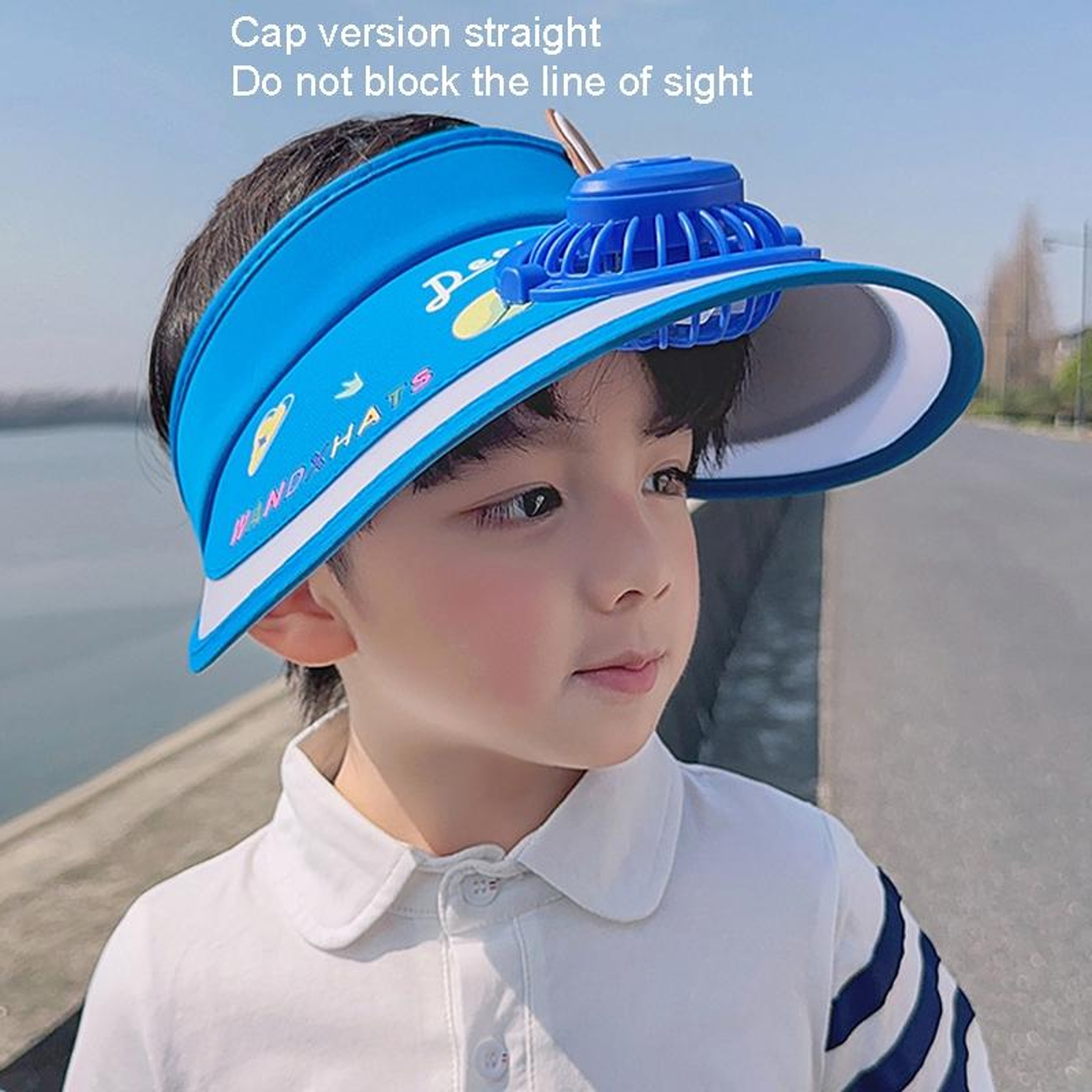 Kids Sun Hat with Adjustable Mini Fan and Wide Brim for Sun Protection – view 9