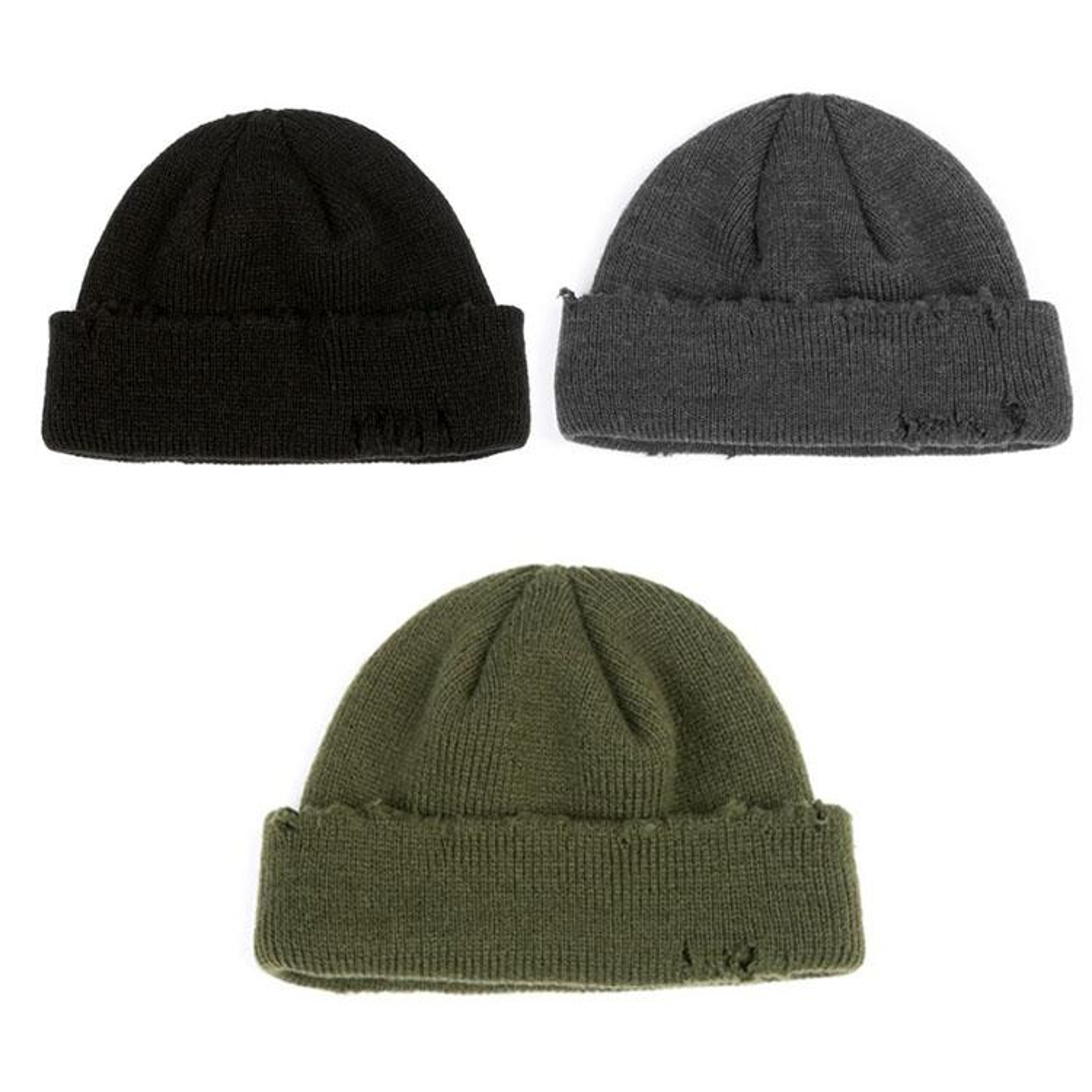Distressed Knit Beanie Hat for Men and Women Punk Style Autumn and Winter Cap – view 2