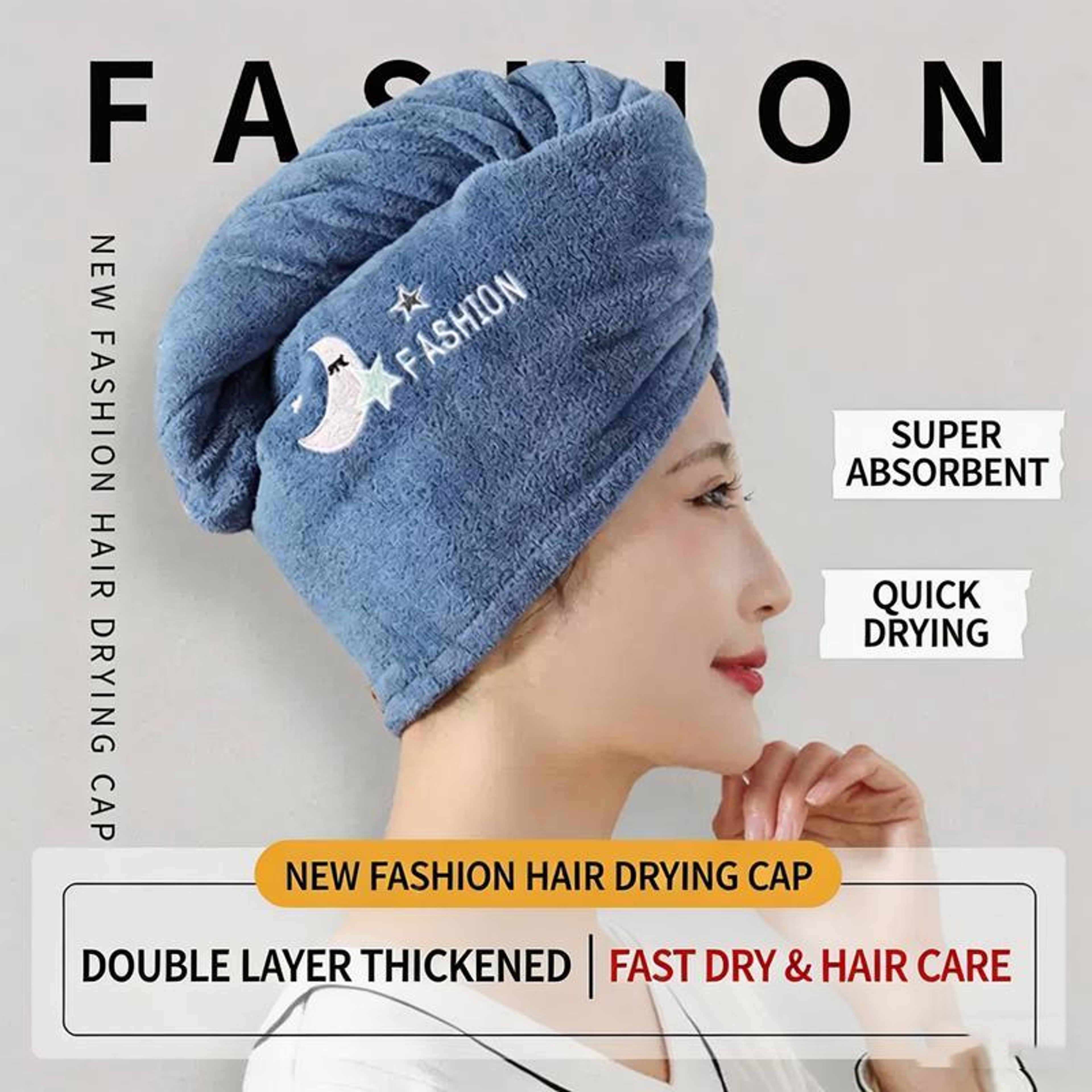 Microfiber Hair Towel Wrap for Women with Soft Coral Fleece and Embroidery – view 2