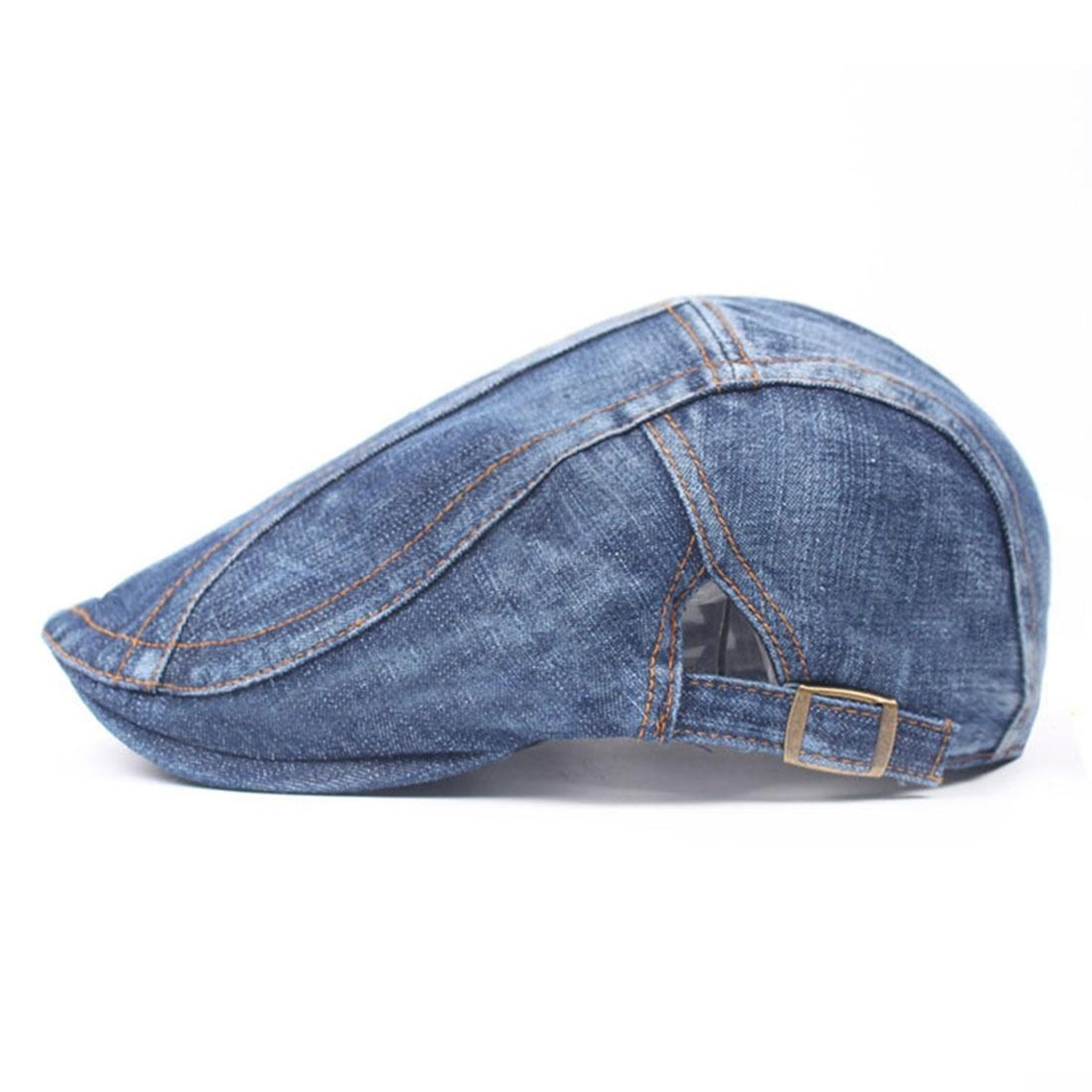 Mens and Womens Washed Denim Beret Hat with Cotton Fabric – view 3