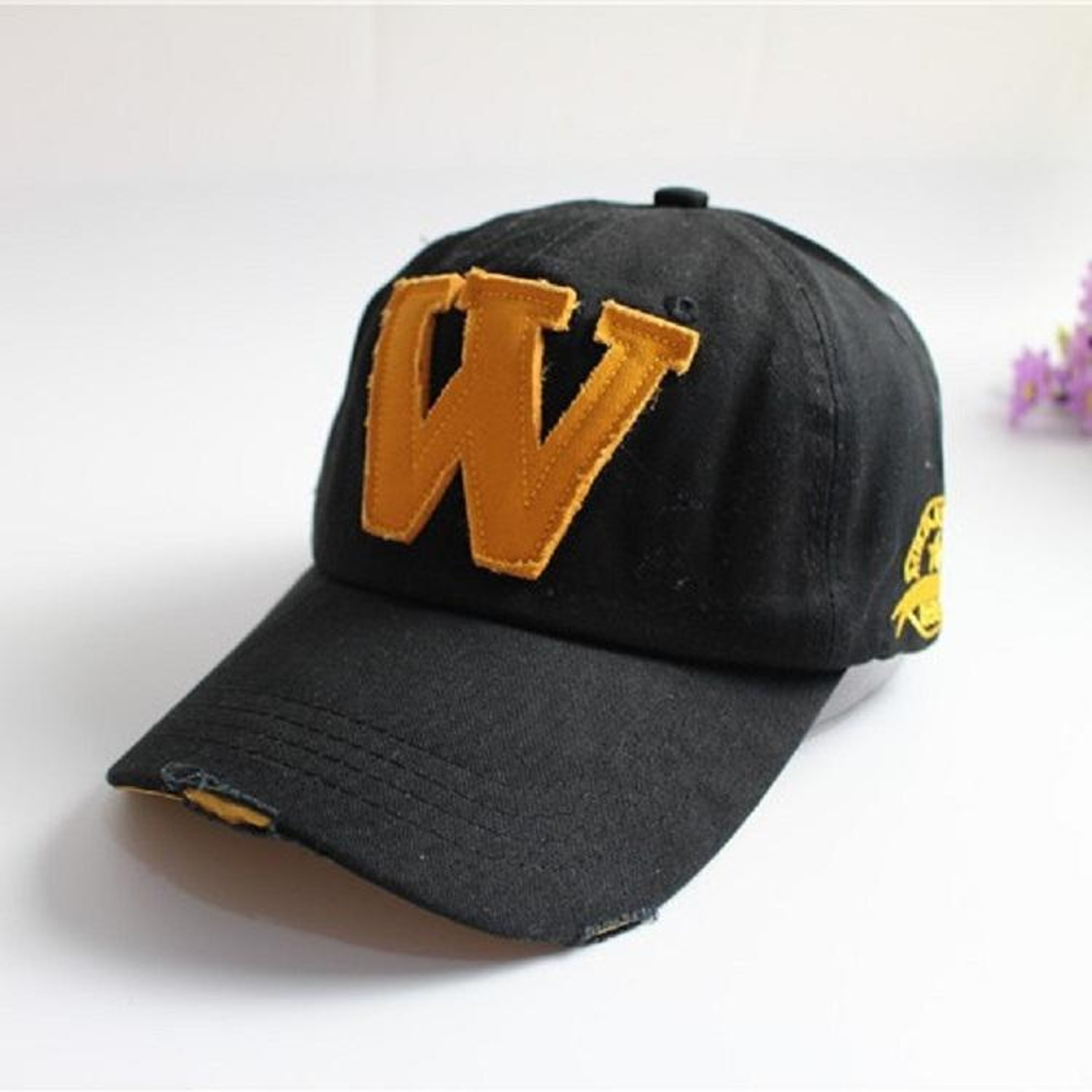 Alphabet Pattern Canvas Baseball Cap with Adjustable Strap – view 7