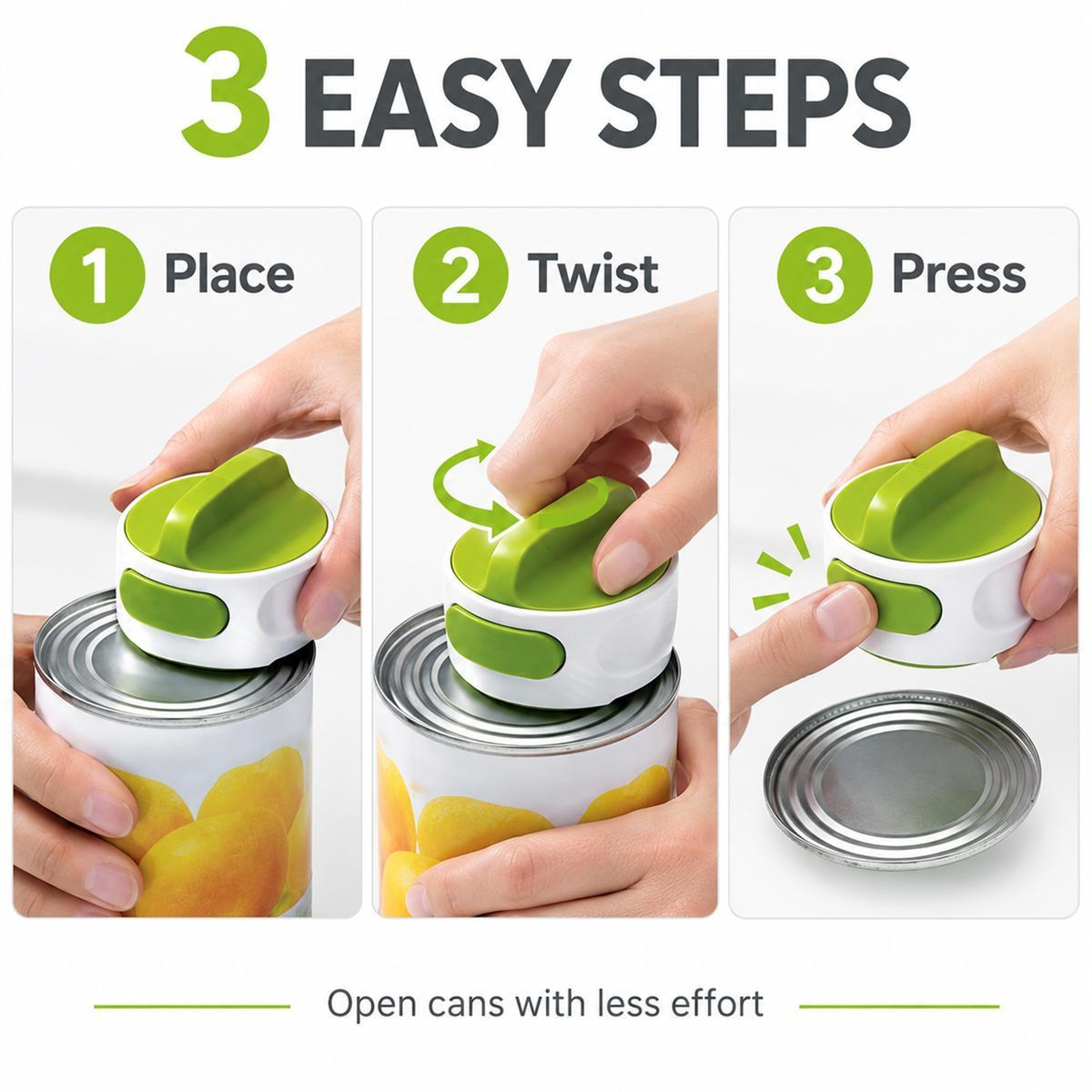 Manual Can Opener with Ergonomic Twist Knob and Quick Release Button – view 6