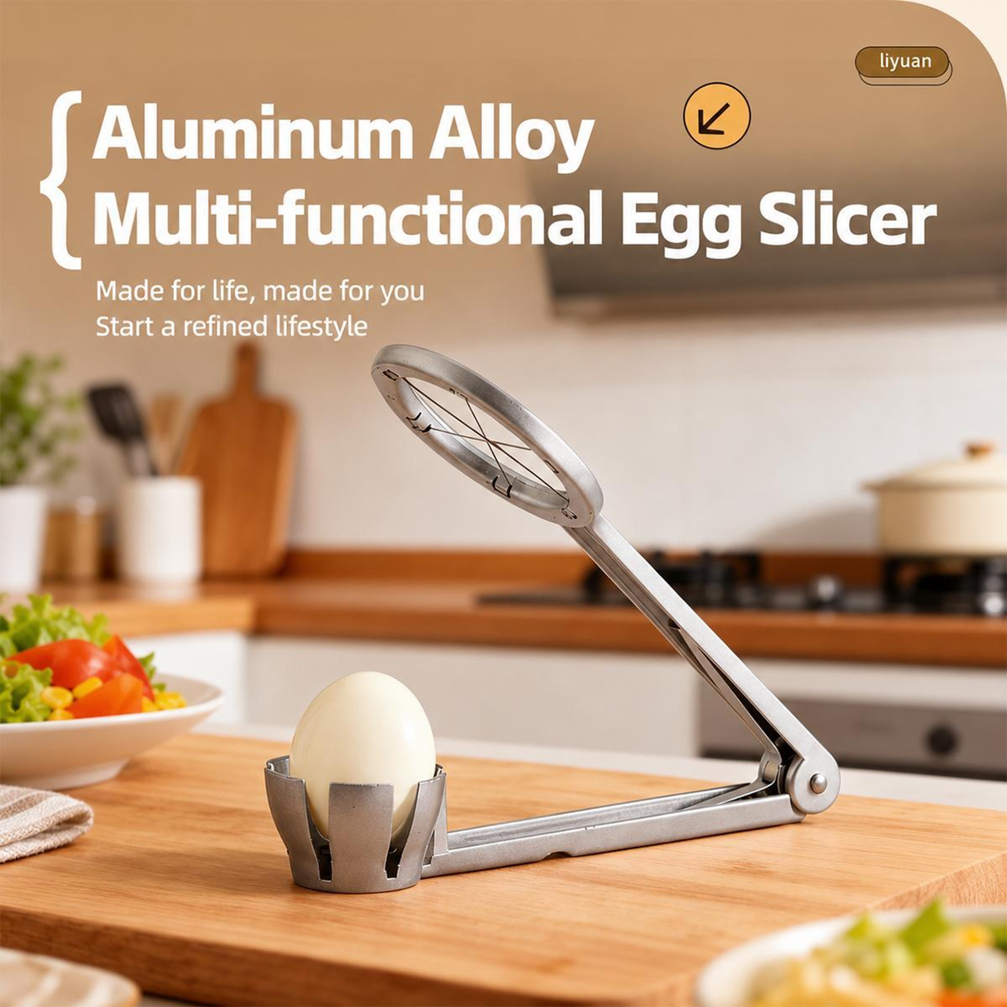 Aluminum Alloy Egg Slicer for Hard Boiled Eggs and Kitchen Food Prep – view 3