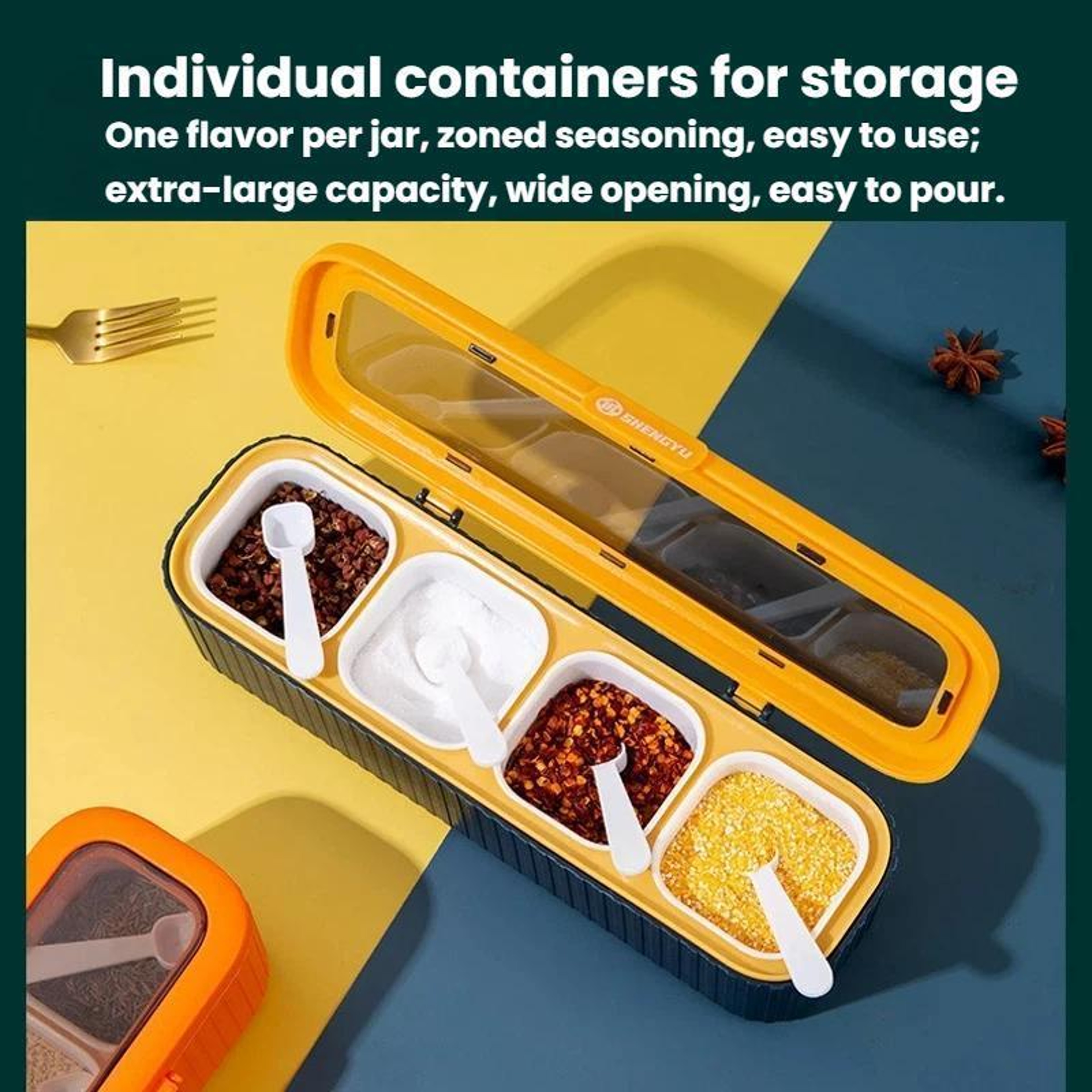 Compartment Spice Storage Box with Dust Resistant Lid – view 5