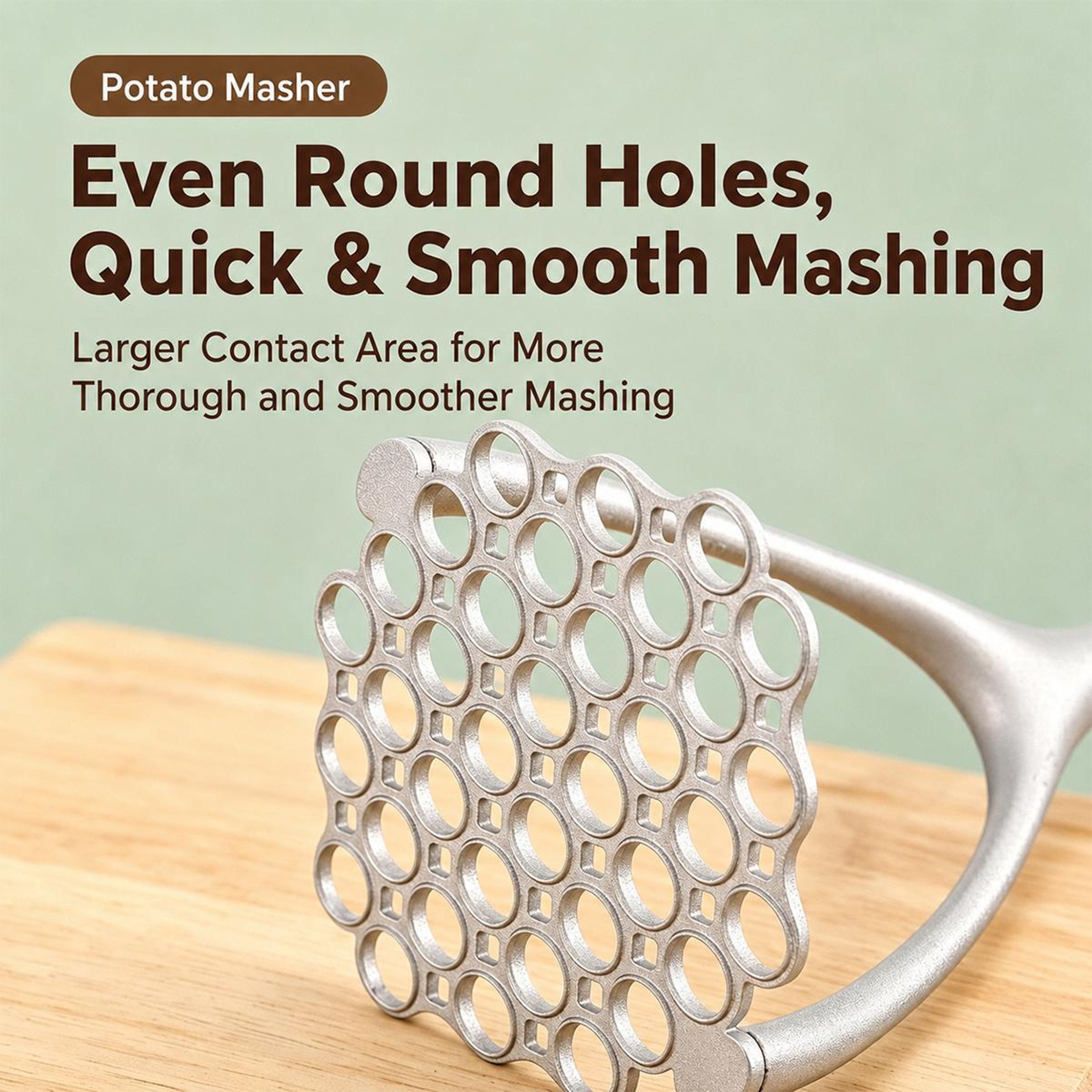 Potato Masher with Wooden Handle for Smooth Mashed Potatoes and Purees – view 5