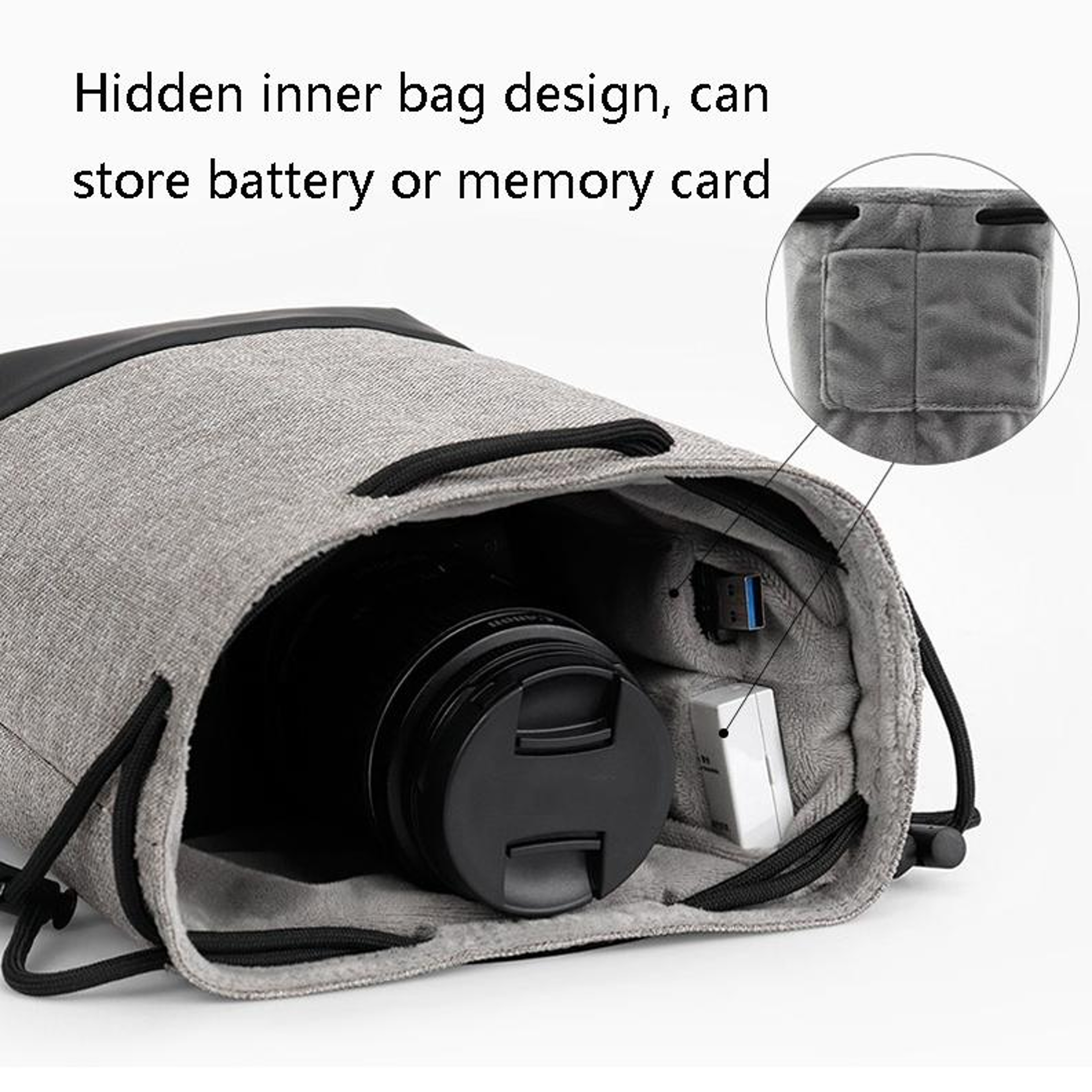 Waterproof Camera Bag with Soft Lining and Drawstring Closure – view 5
