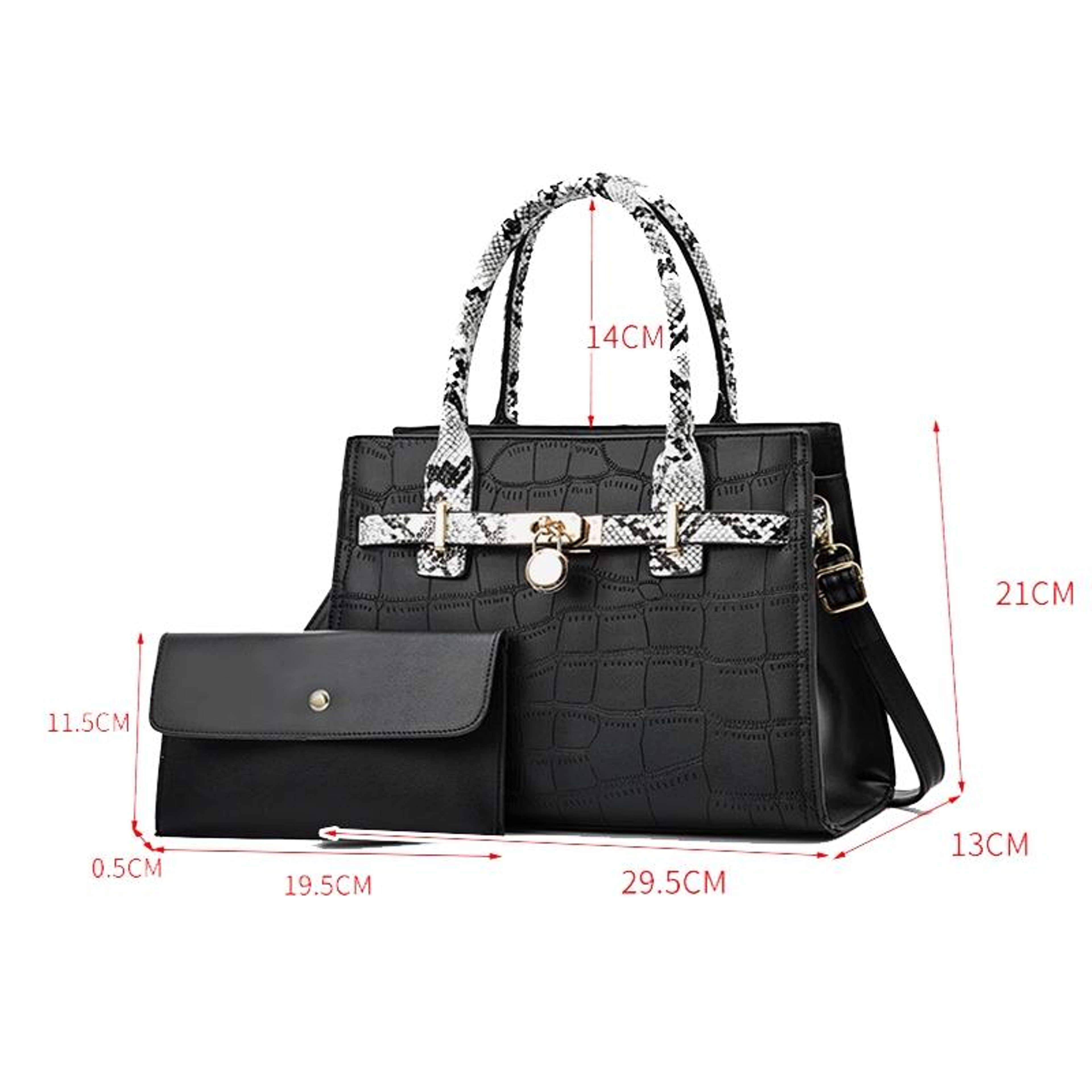 Large Capacity PU Leather Tote Bag Set with Matching Clutch – view 3