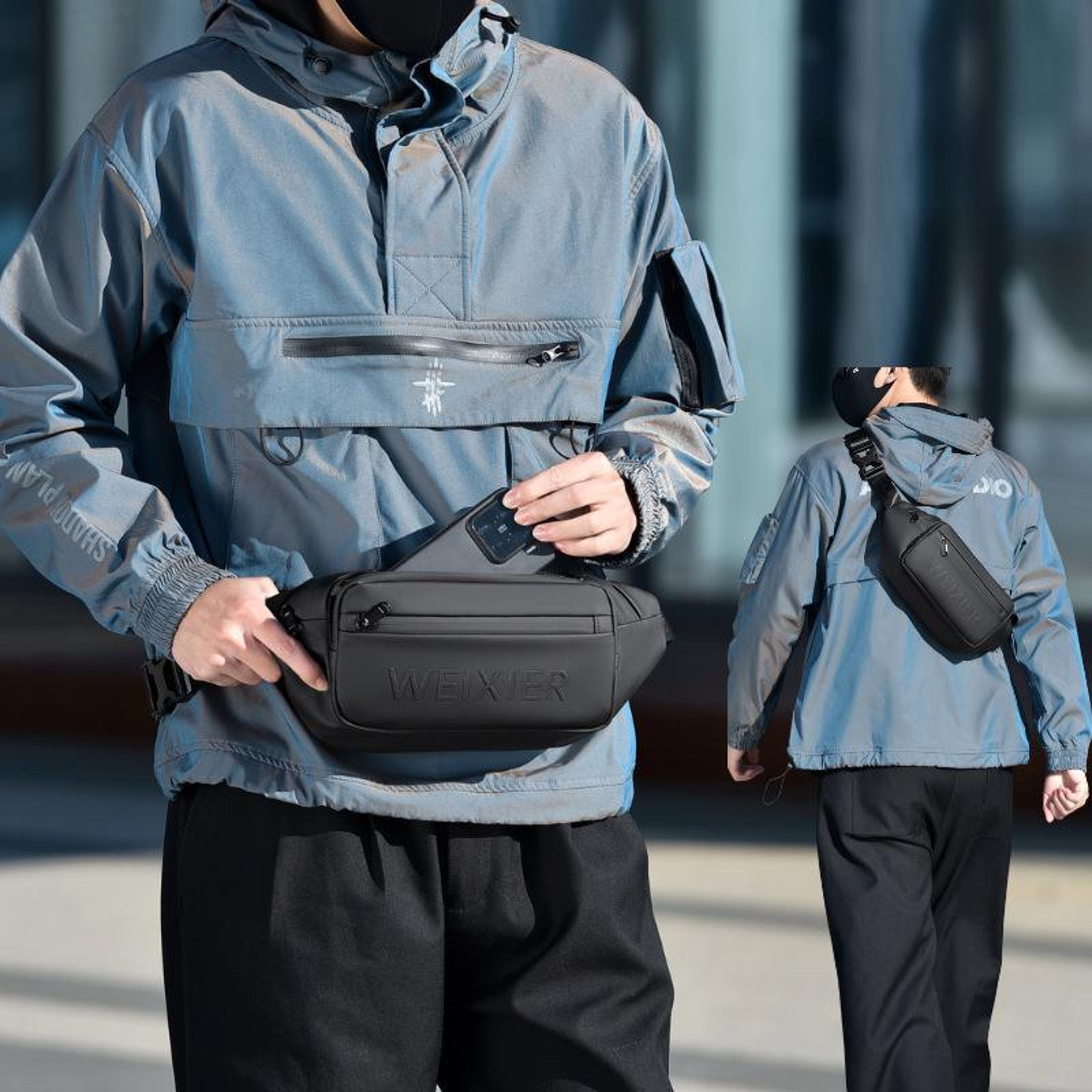 Mens Waterproof Sling Bag with Adjustable Strap and Anti Theft Pocket – view 2