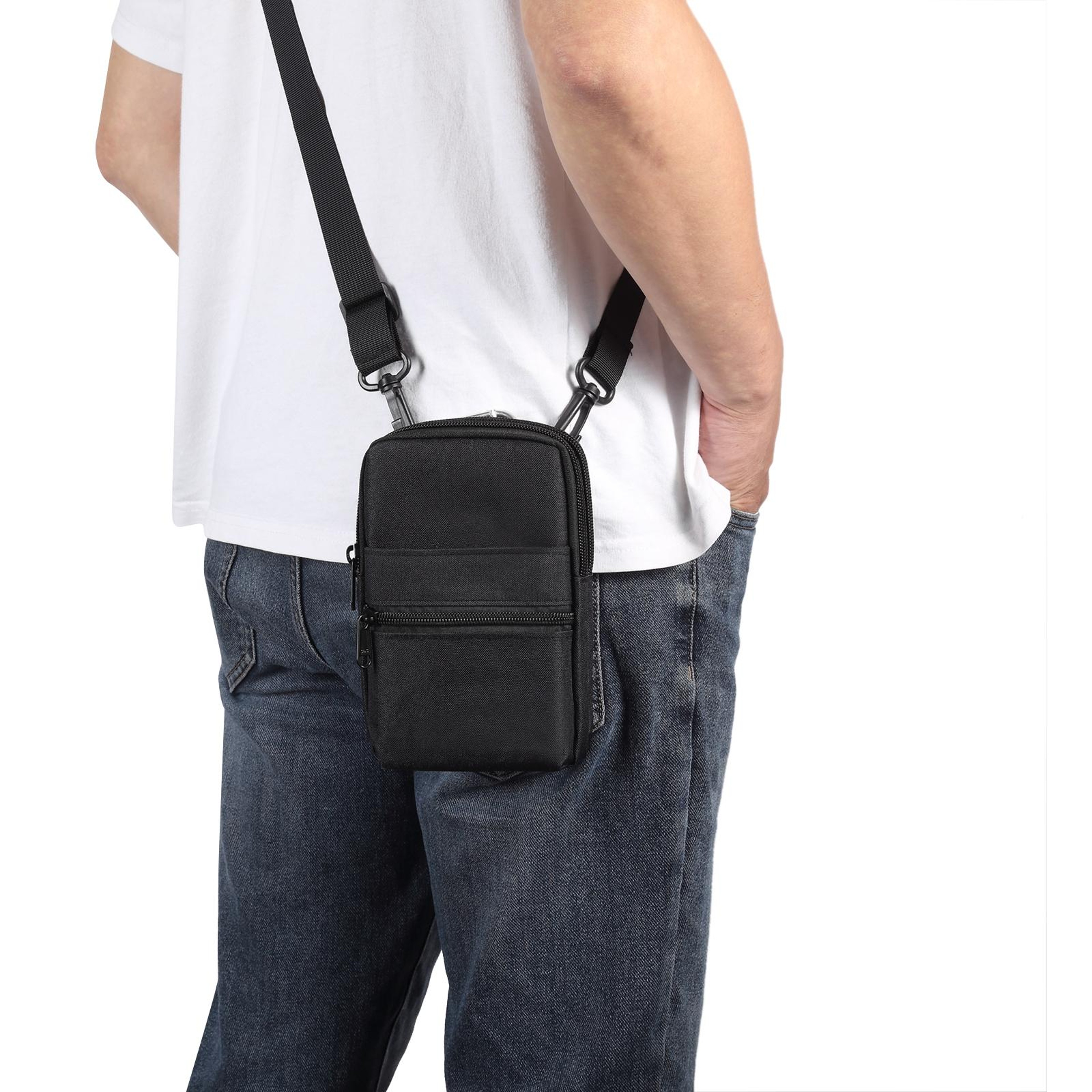 Denim Crossbody Phone Bag with Adjustable Strap and Front Pocket – view 8