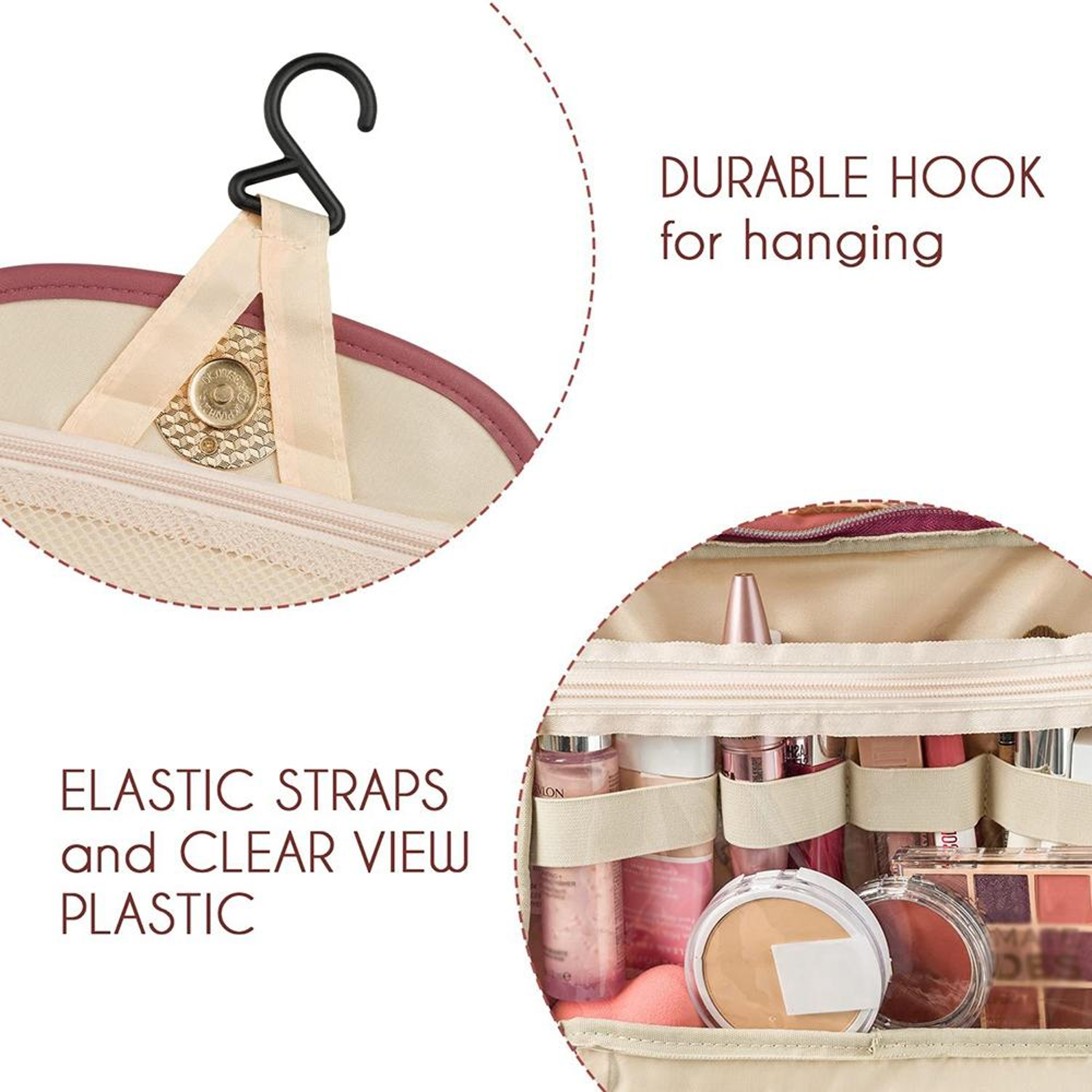Waterproof Leather Toiletry Bag with Hanging Hook and Travel Organizer – view 4