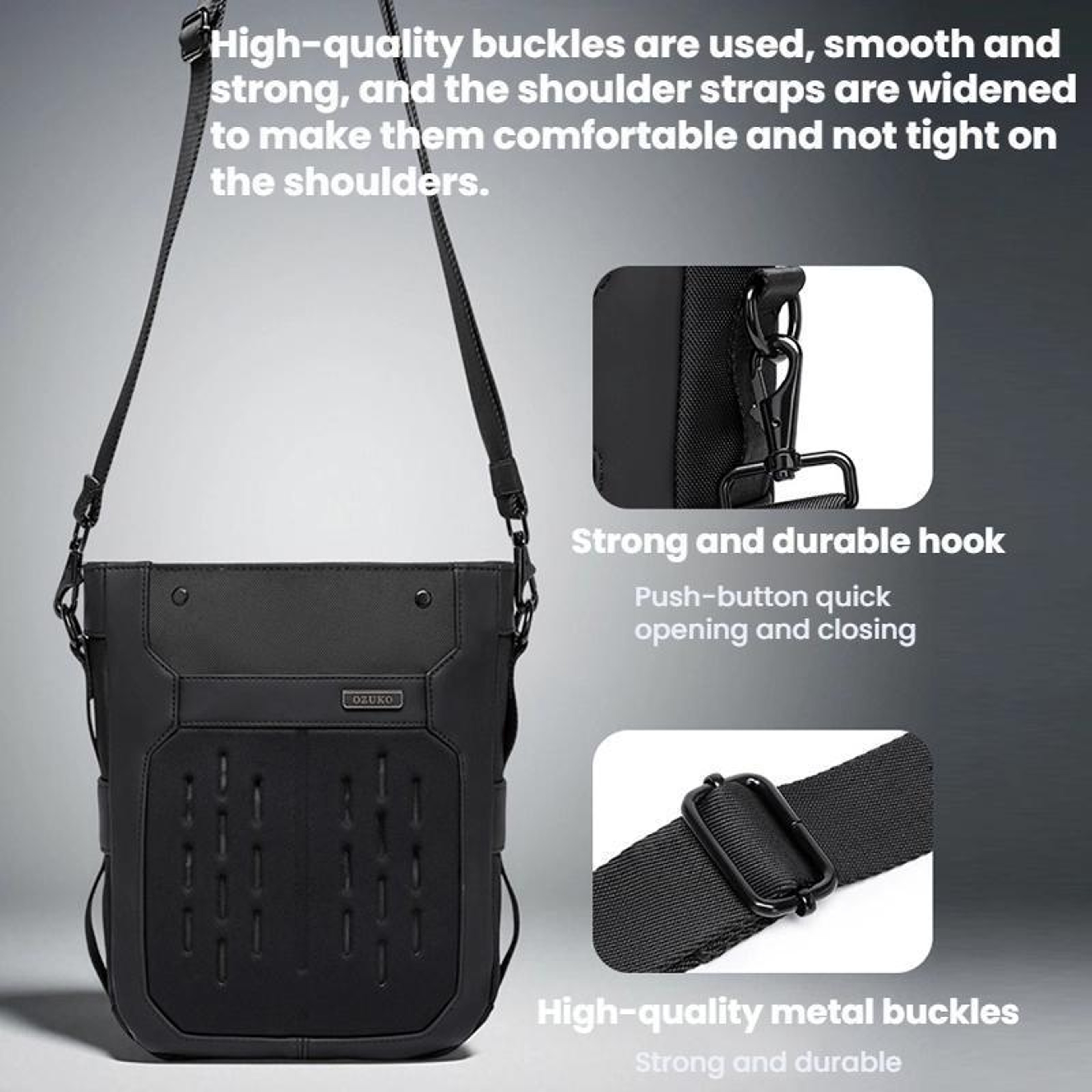 Mens Waterproof Crossbody Shoulder Bag with Multiple Pockets – view 7