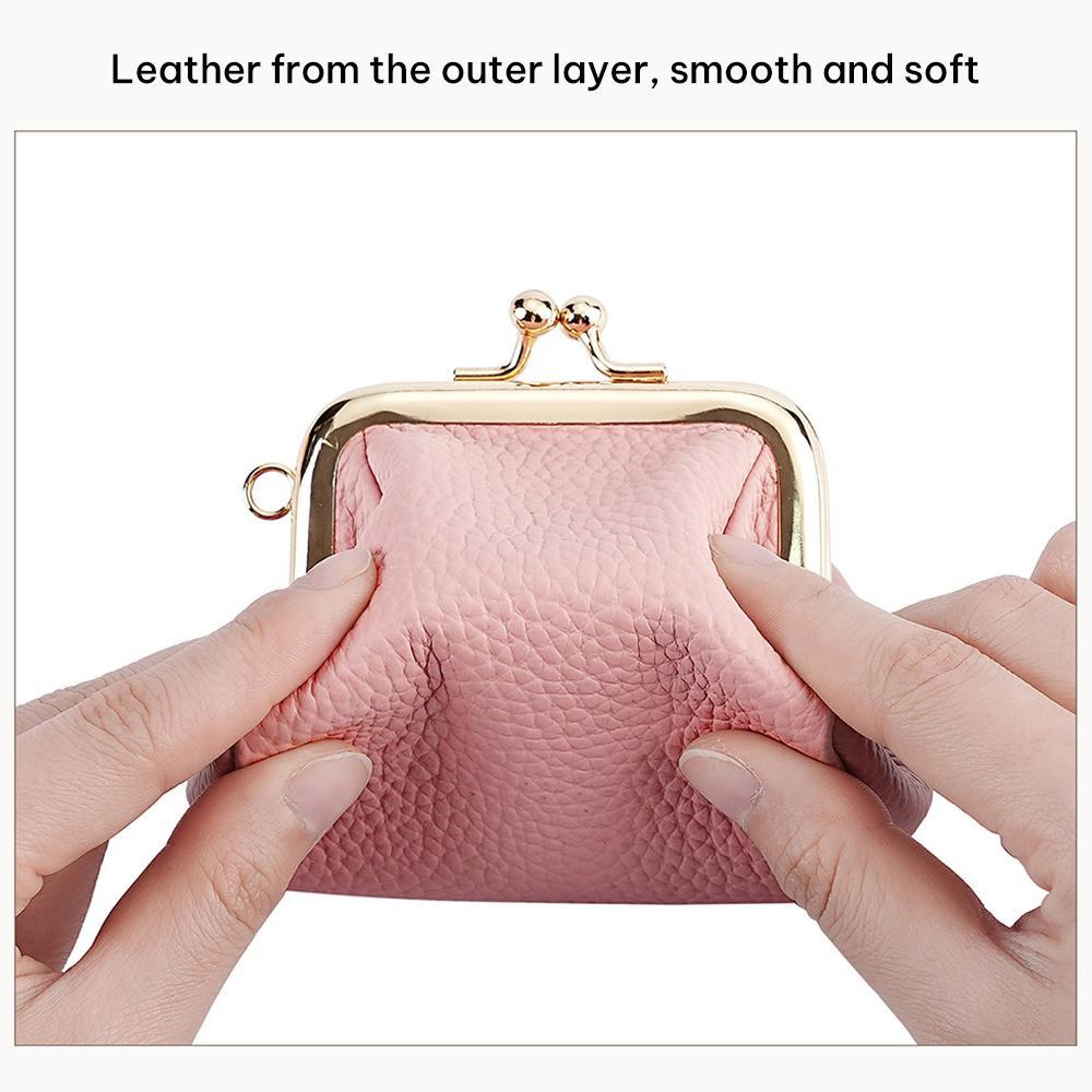 Small Leather Coin Purse with Clip Lock Closure – view 4
