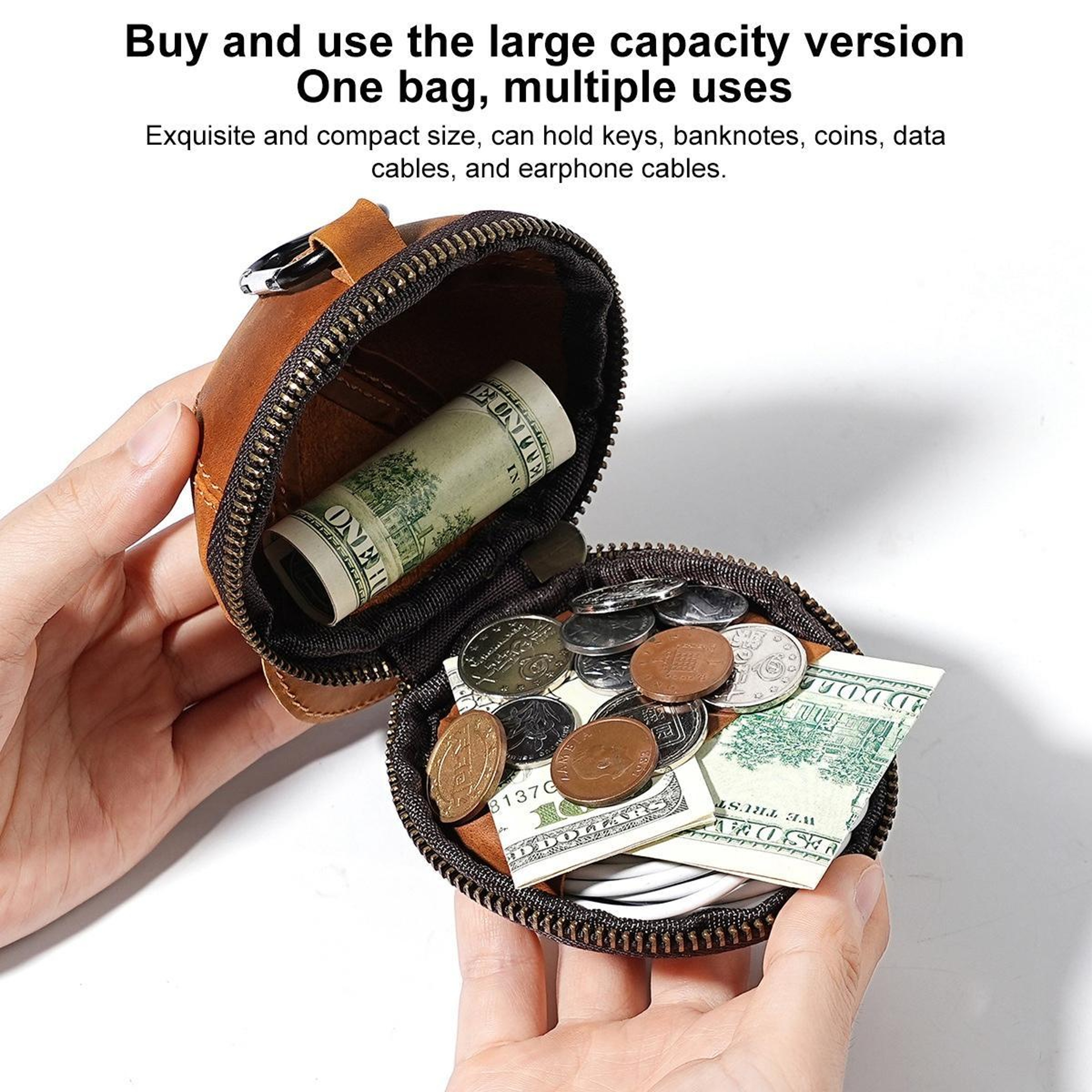 Genuine Leather Vintage Cap Style Coin Purse and Small Wallet – view 10