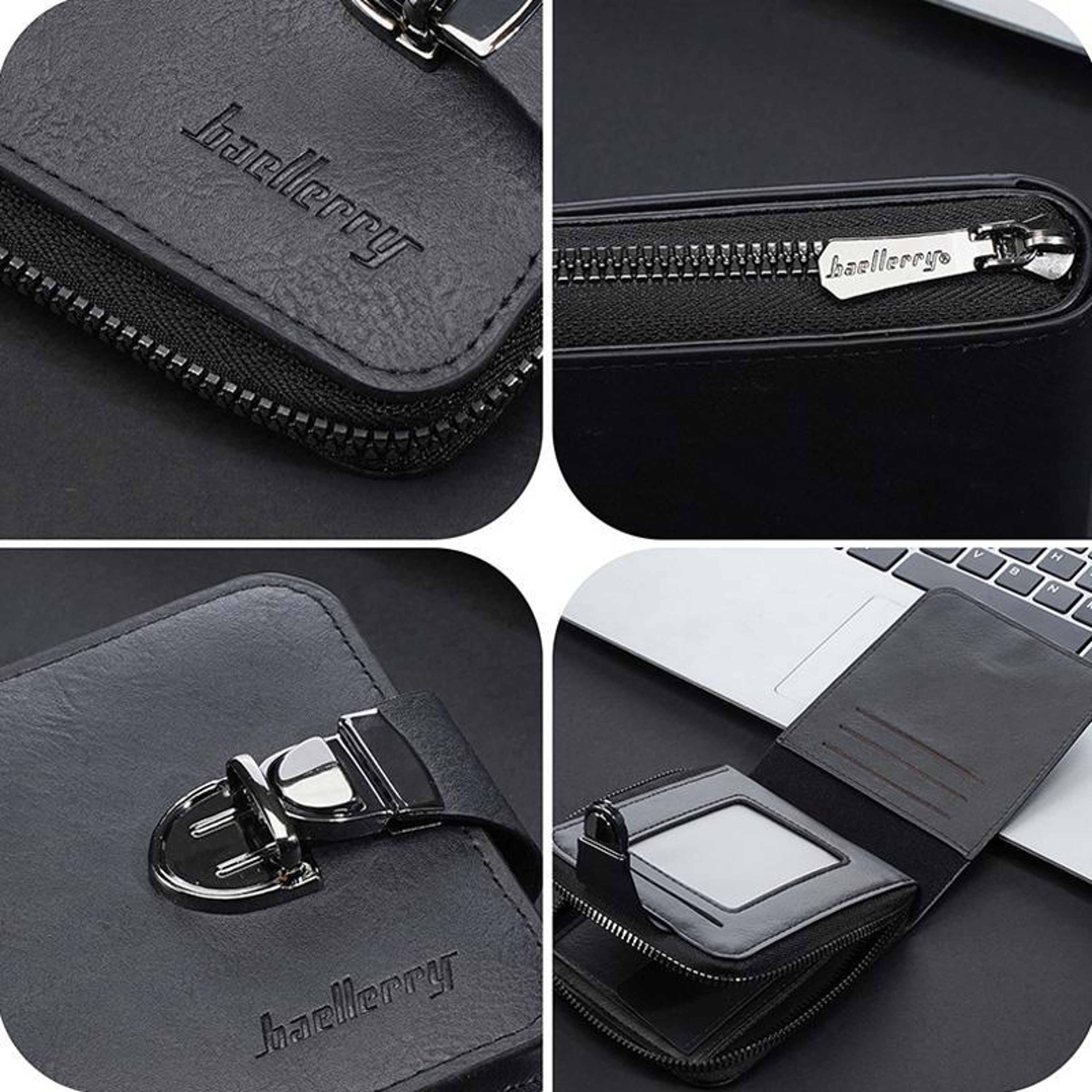 Mens Compact PU Leather Wallet with Zippered Coin Pocket and Multiple Card Slots – view 4