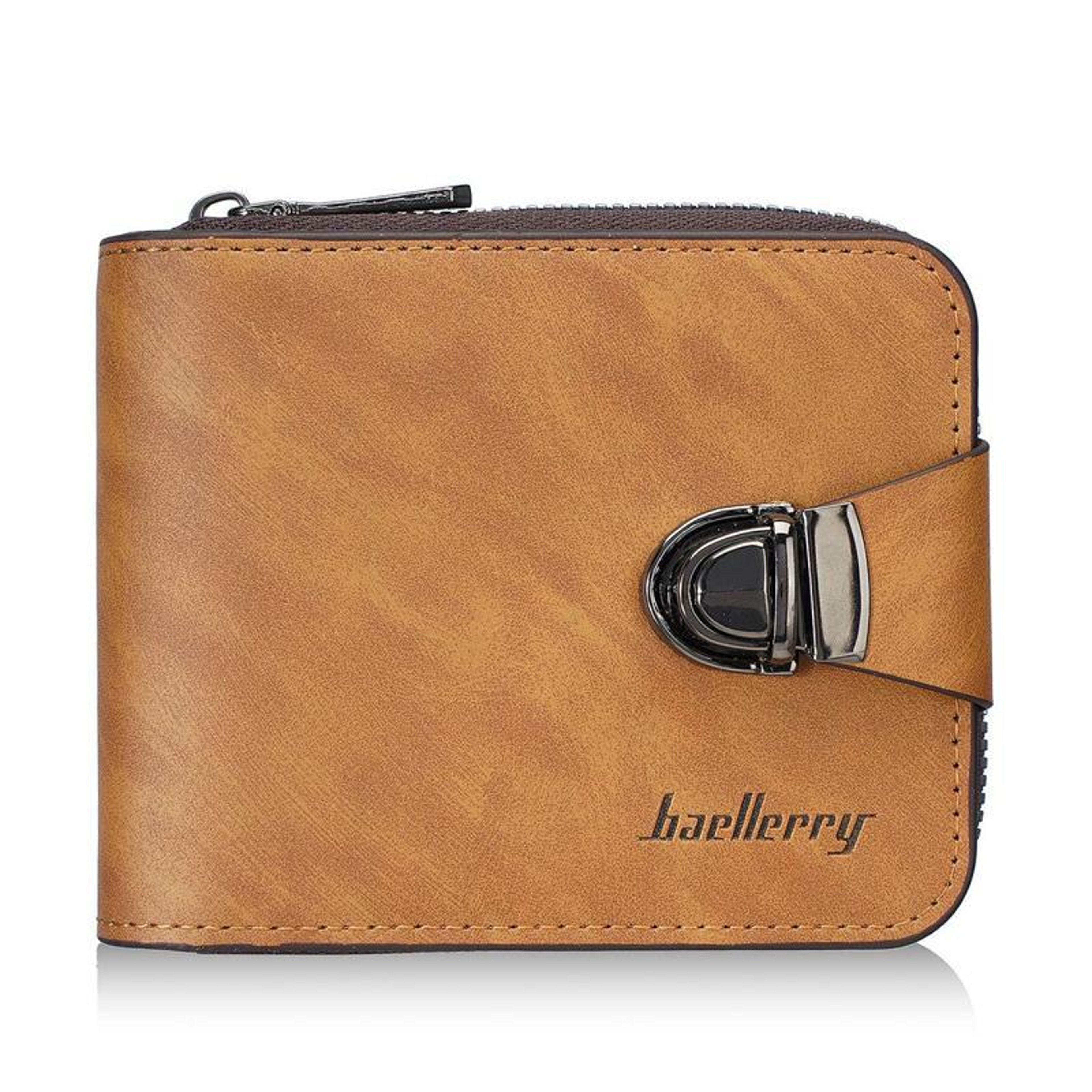 Mens Compact PU Leather Wallet with Zippered Coin Pocket and Multiple Card Slots – view 10
