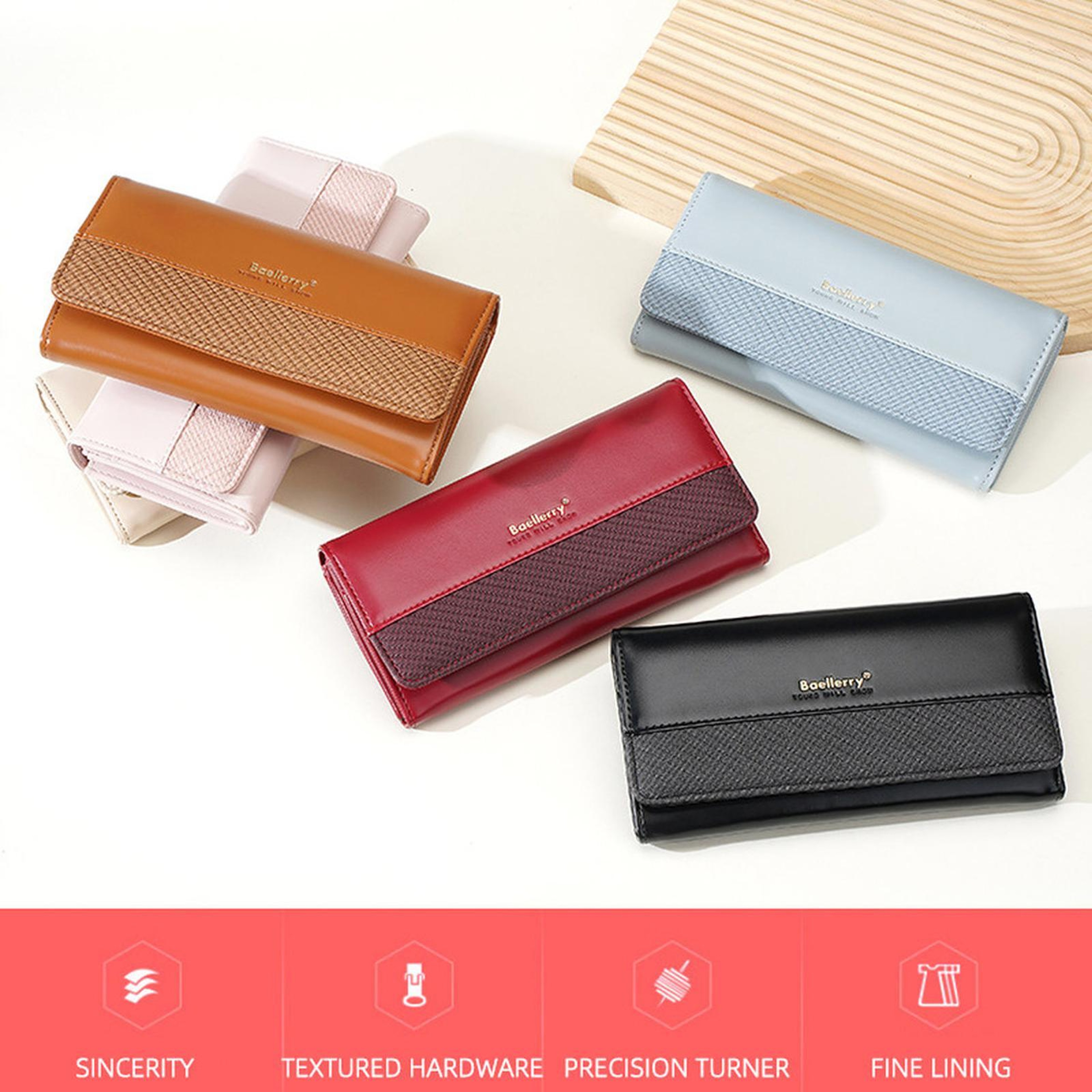 Womens Long PU Leather Wallet with Zippered Coin Pocket and Card Holder – view 2