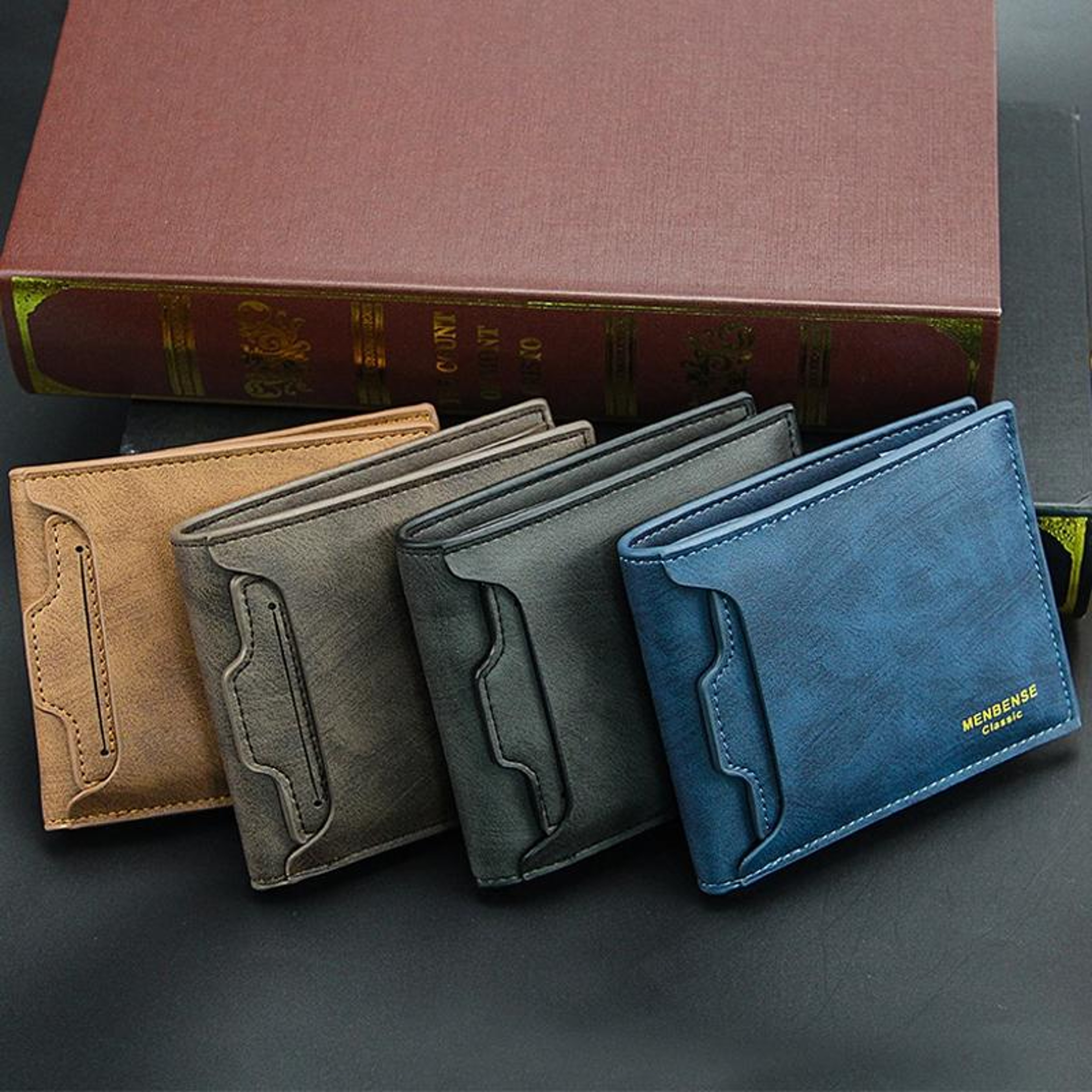 Mens Short Bifold Wallet with Multiple Card Slots and Zipper Coin Pocket – view 2