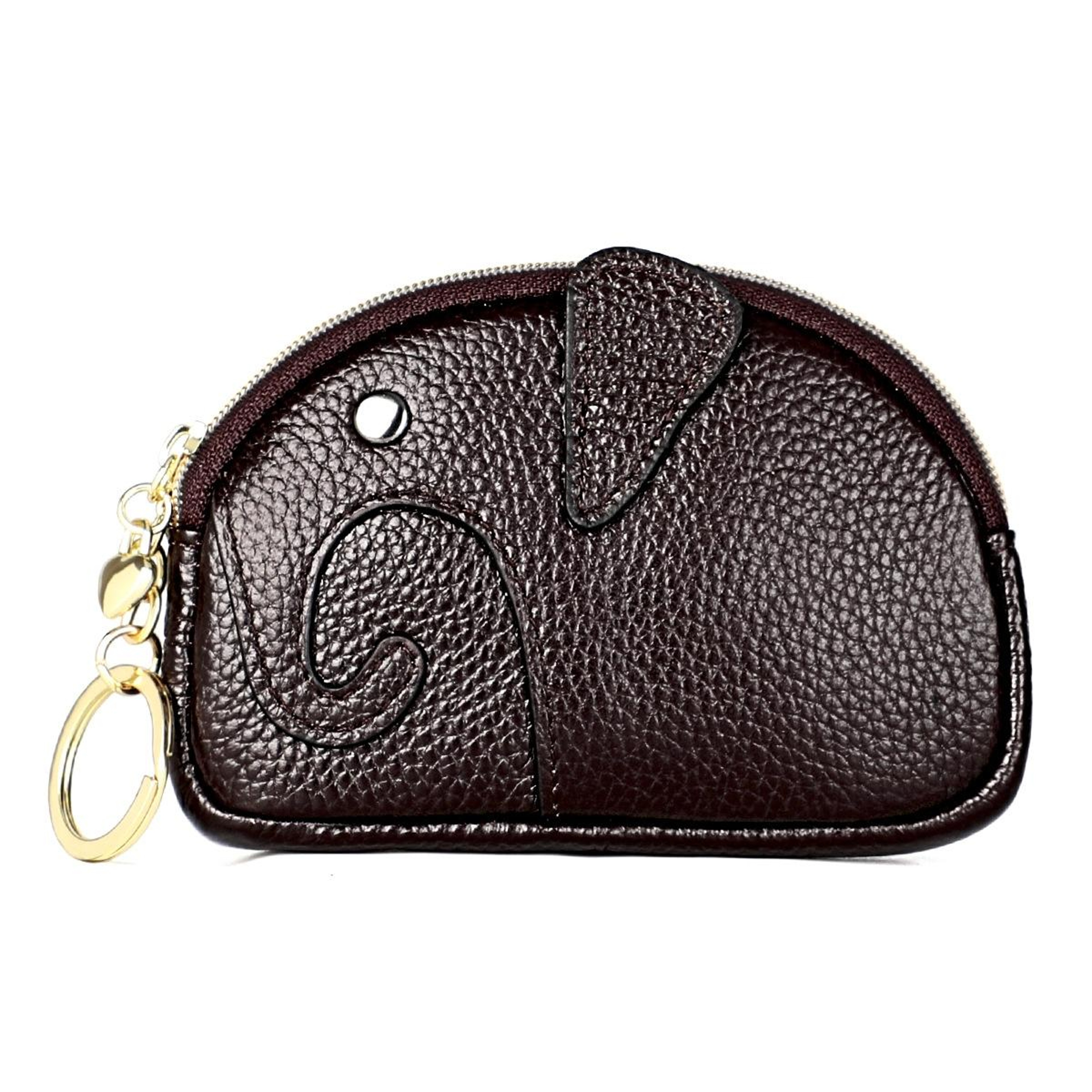 Cowhide Leather Elephant Coin Purse with Zipper Closure – view 11