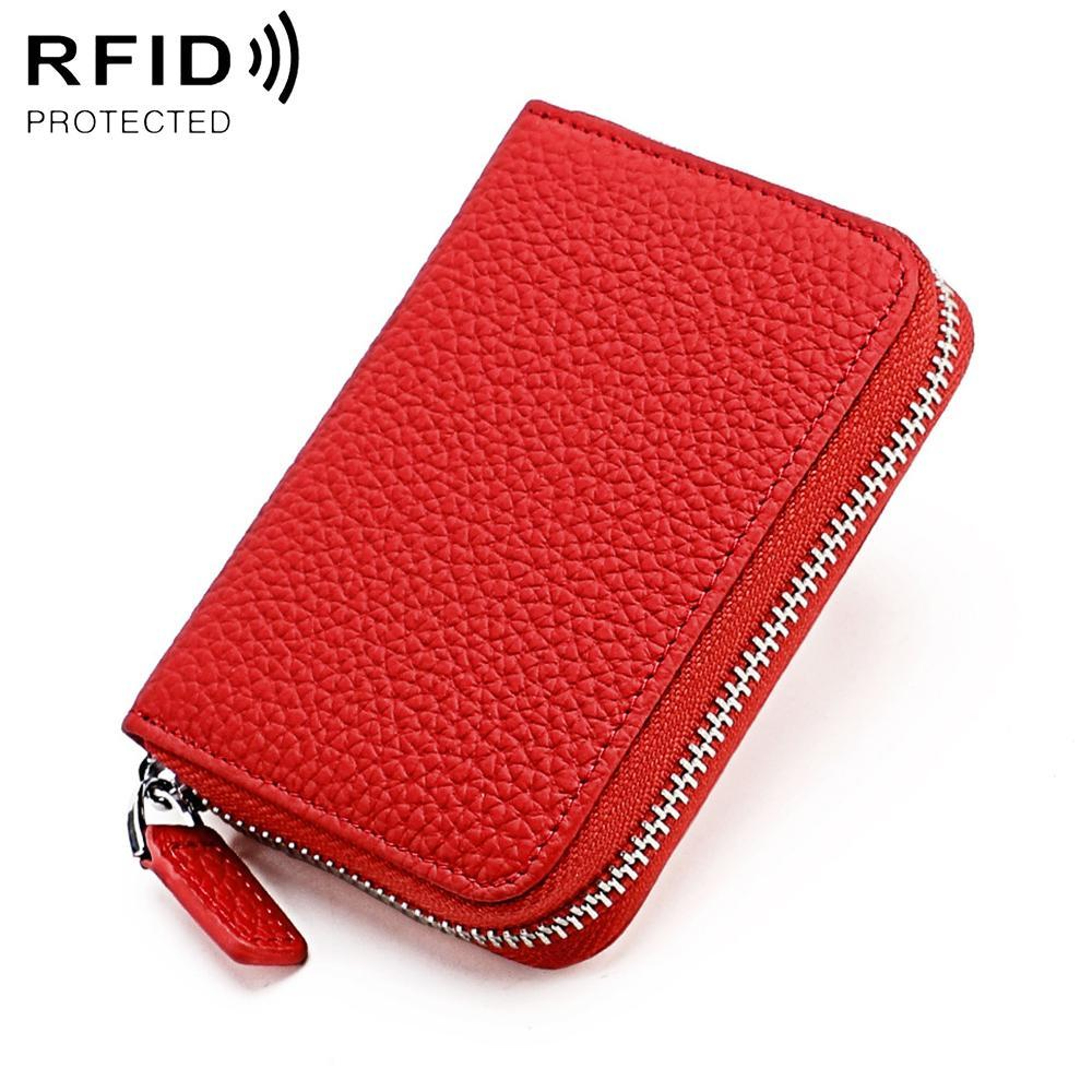 RFID Blocking Genuine Leather Coin Purse with Zipper Closure – view 12