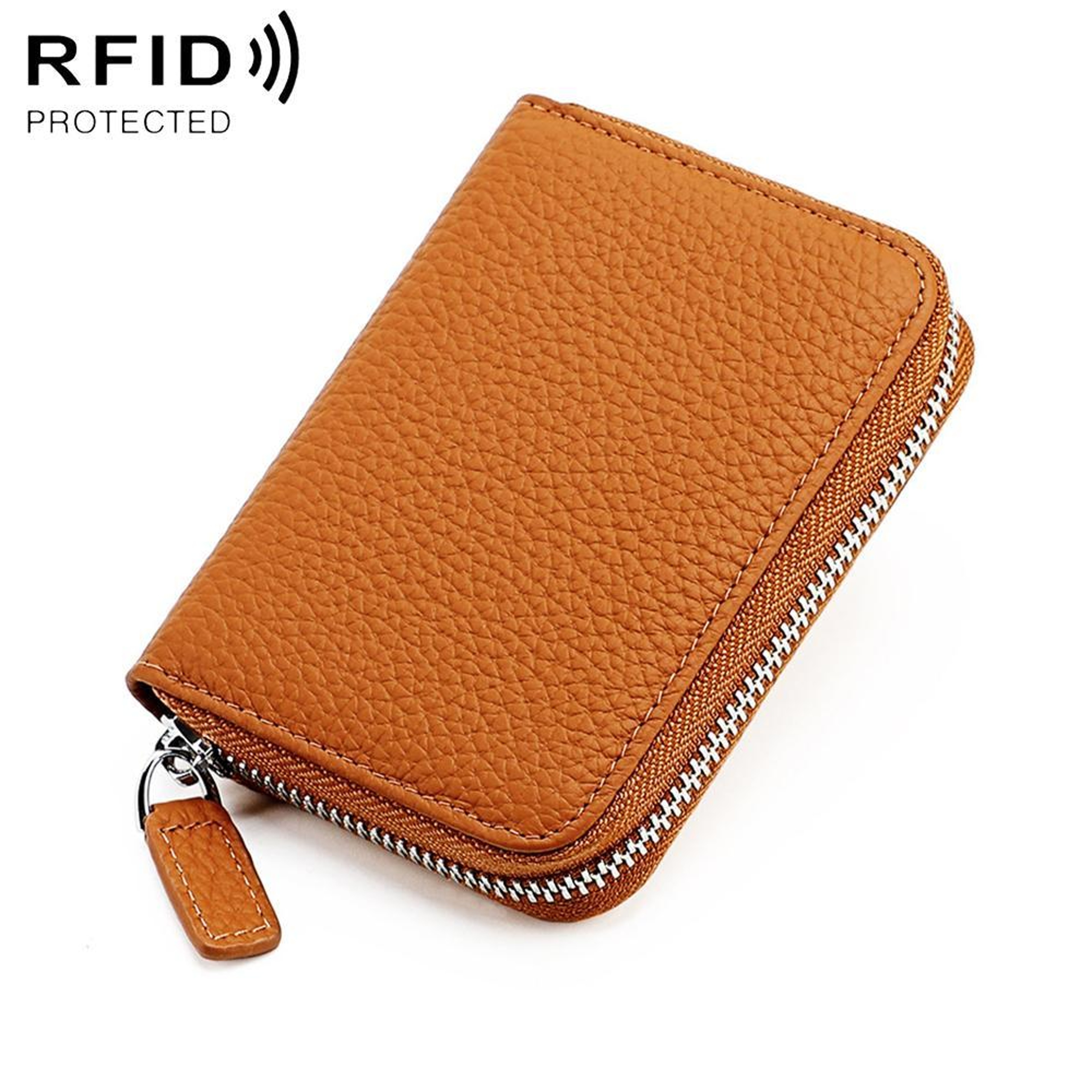 RFID Blocking Genuine Leather Coin Purse with Zipper Closure – view 19