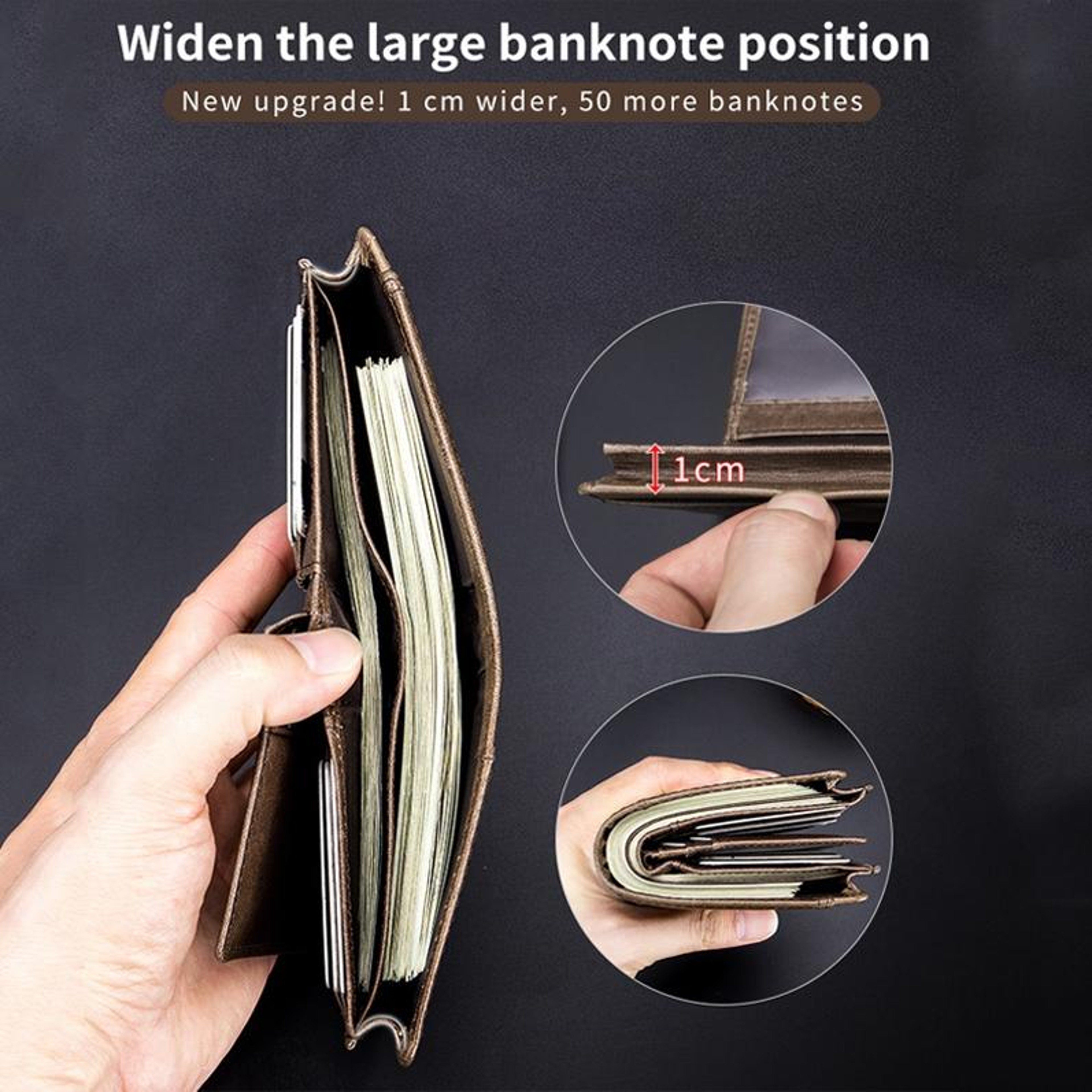 RFID Blocking Genuine Cowhide Leather Wallet for Men with Coin Pocket – view 5