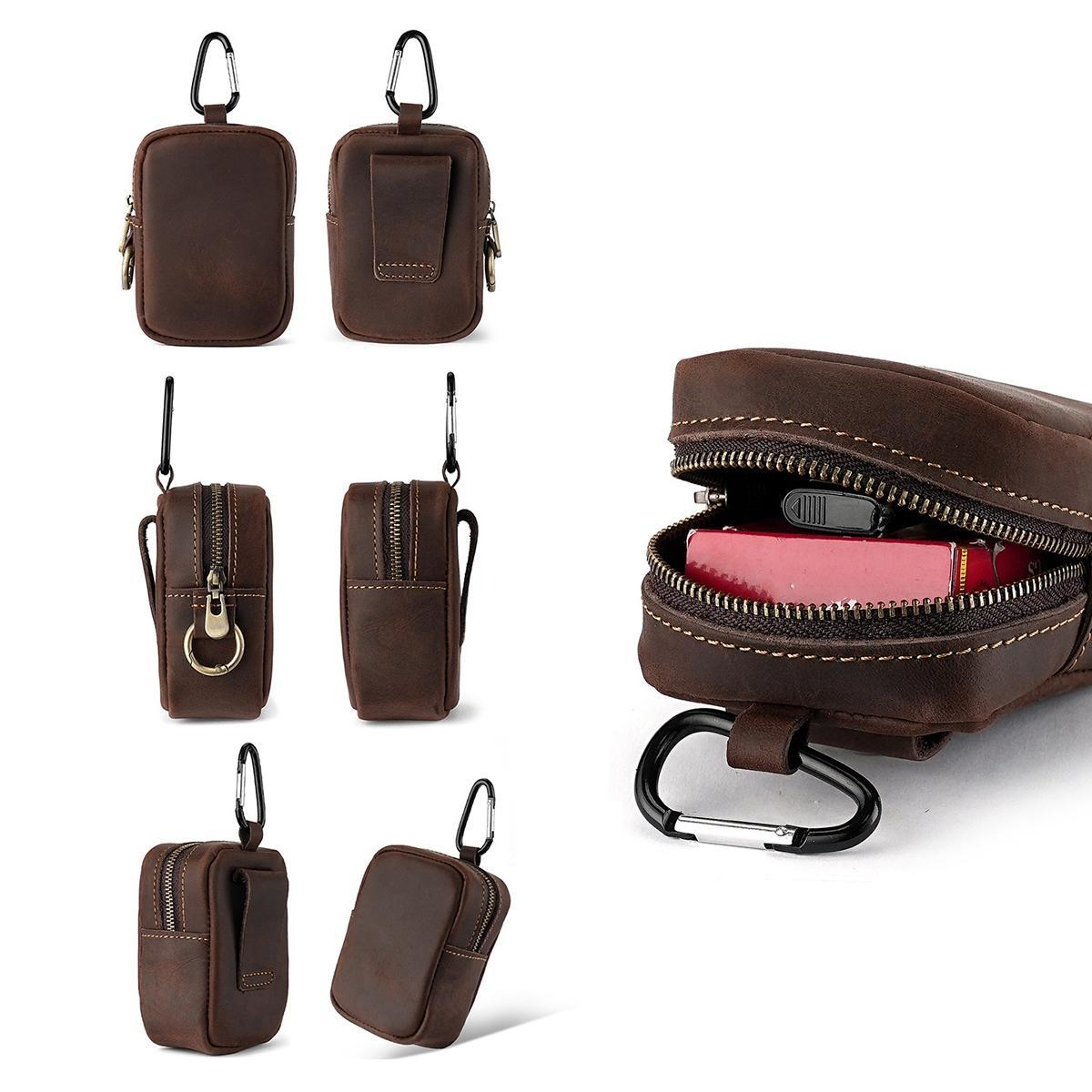 Genuine Leather Coin Purse and Key Pouch with Clip for Everyday Carry – view 4