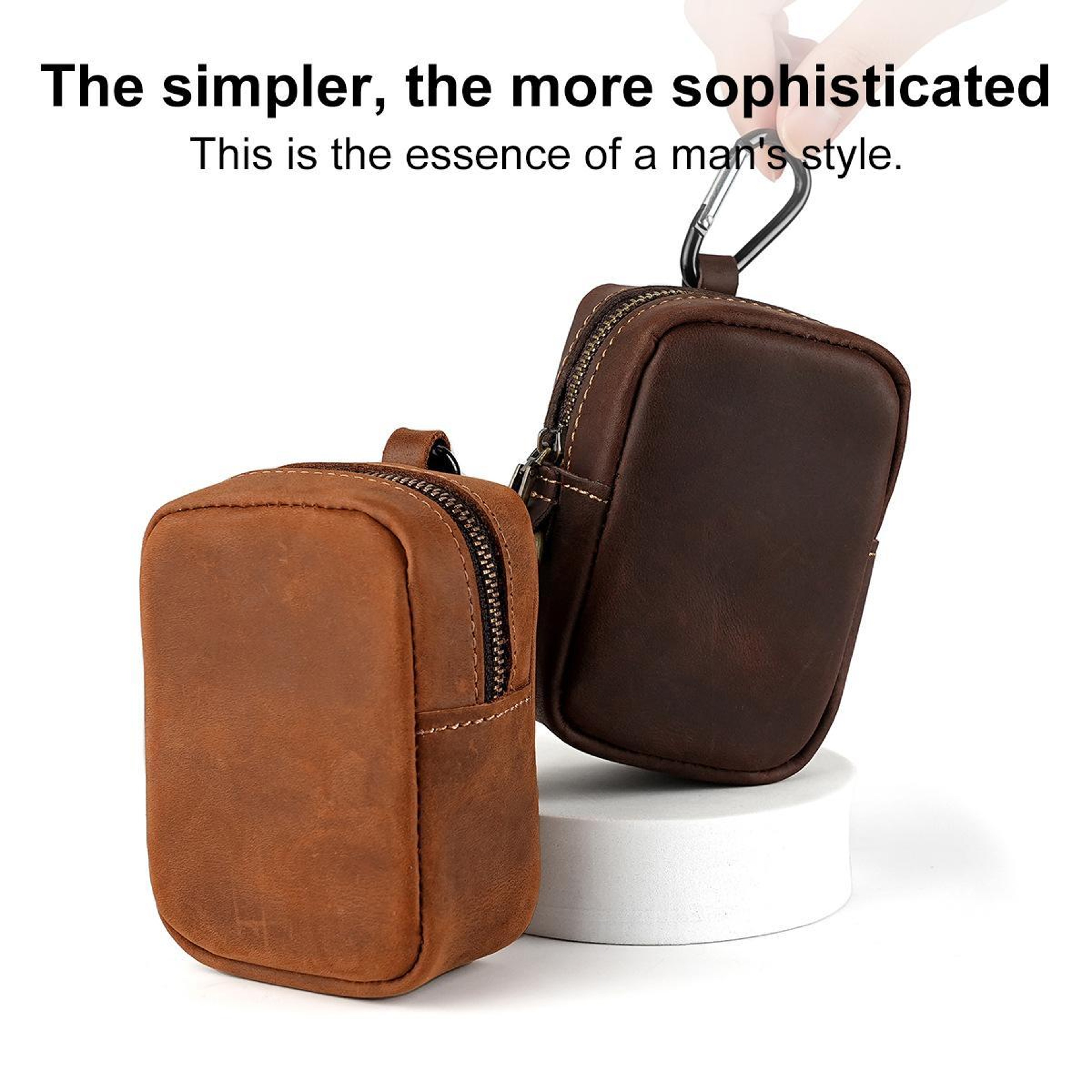 Genuine Leather Coin Purse and Key Pouch with Clip for Everyday Carry – view 9